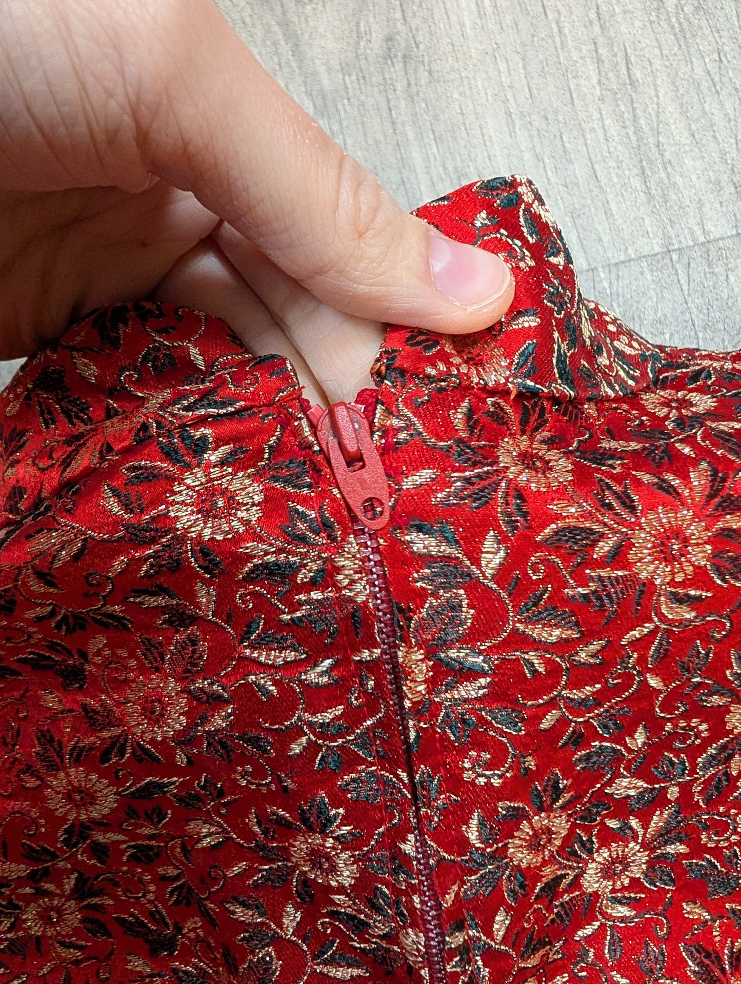 1960s red & gold dress - S/10