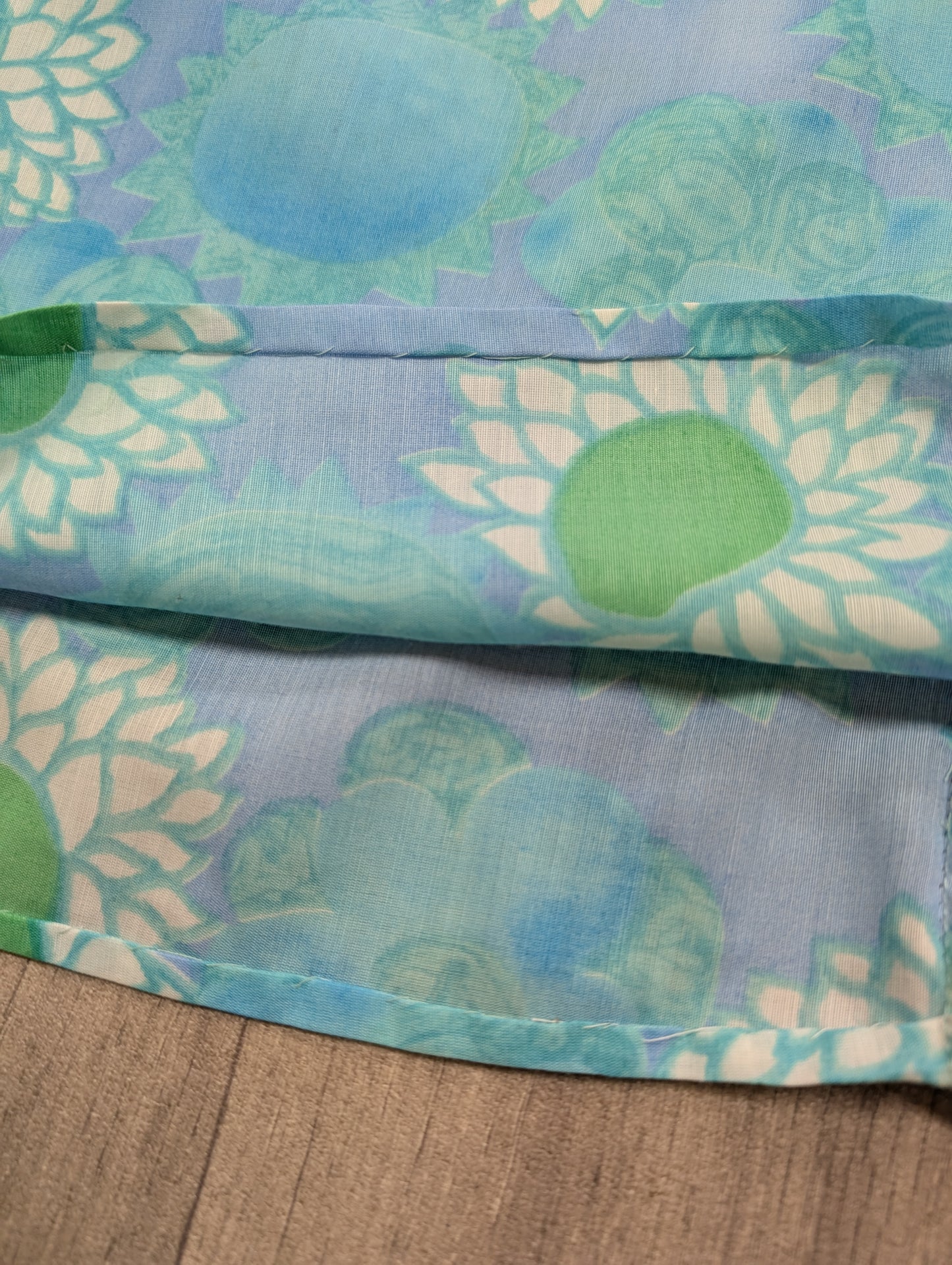 1960s blue floral dress and belt - XS/S/6/8
