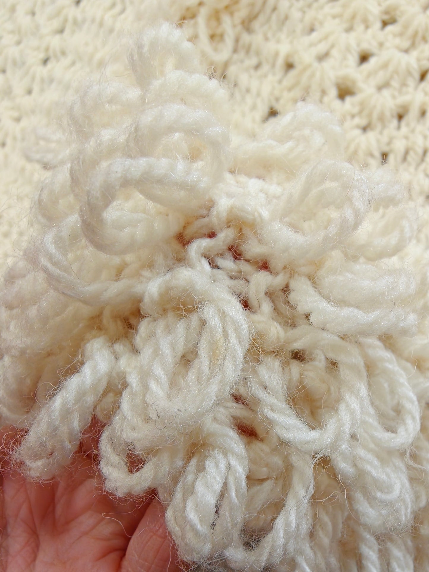 1970s crochet loop stitch hooded long cardigan