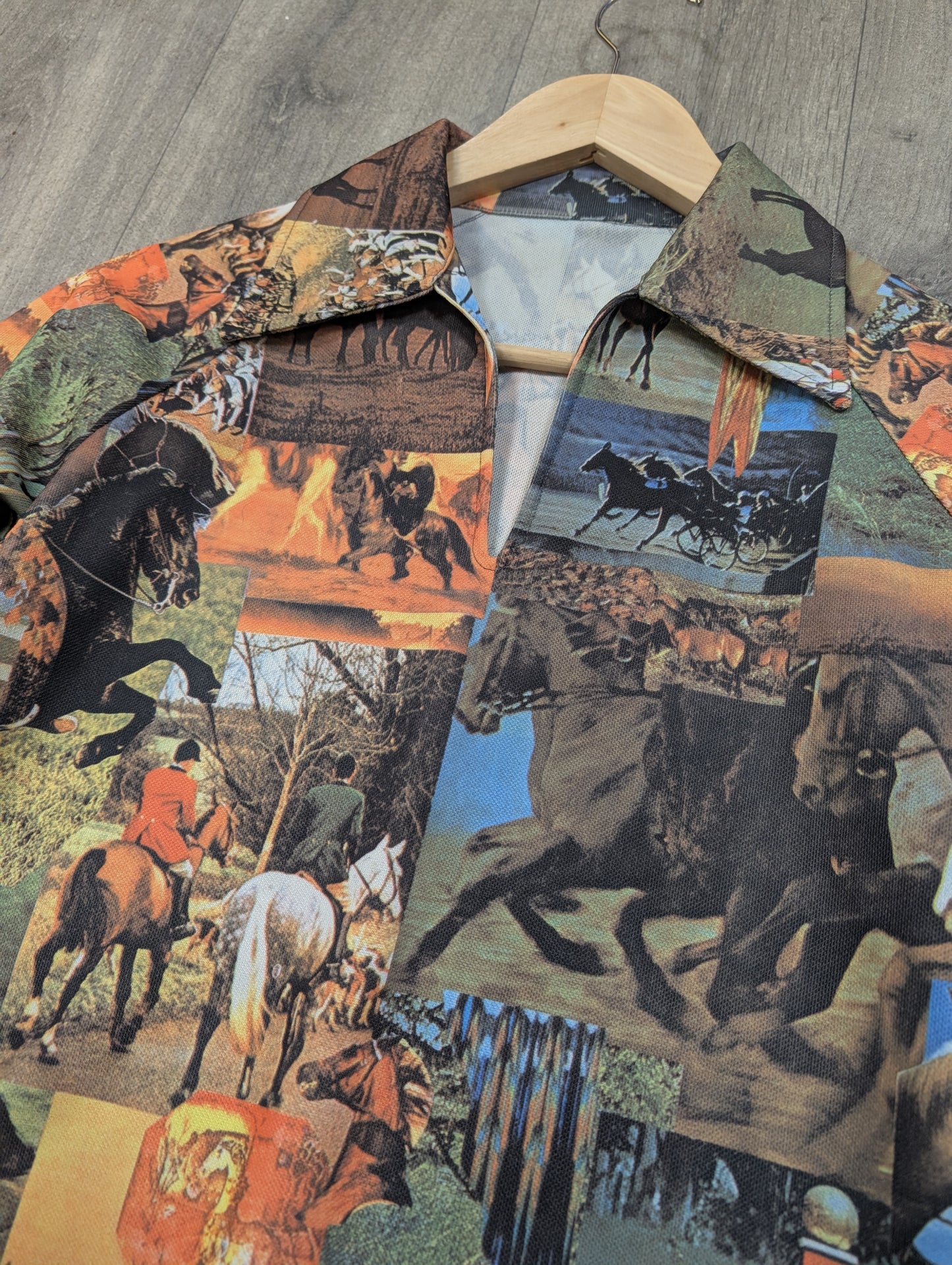 1970s horse print top - S/8/10