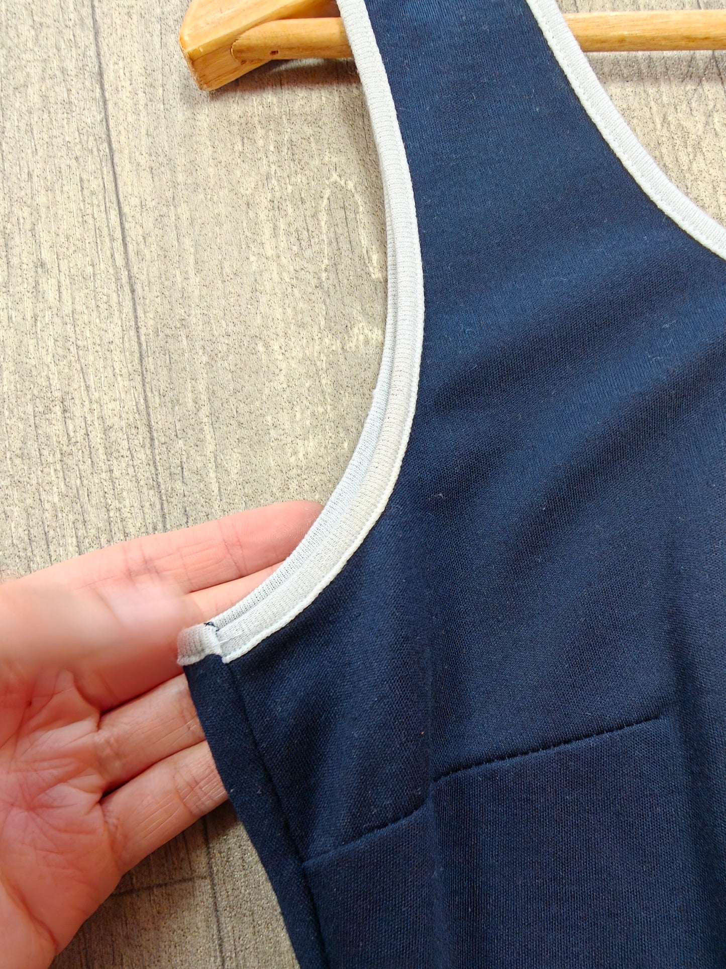 70s/80s Oyster navy & white dress - 10/12