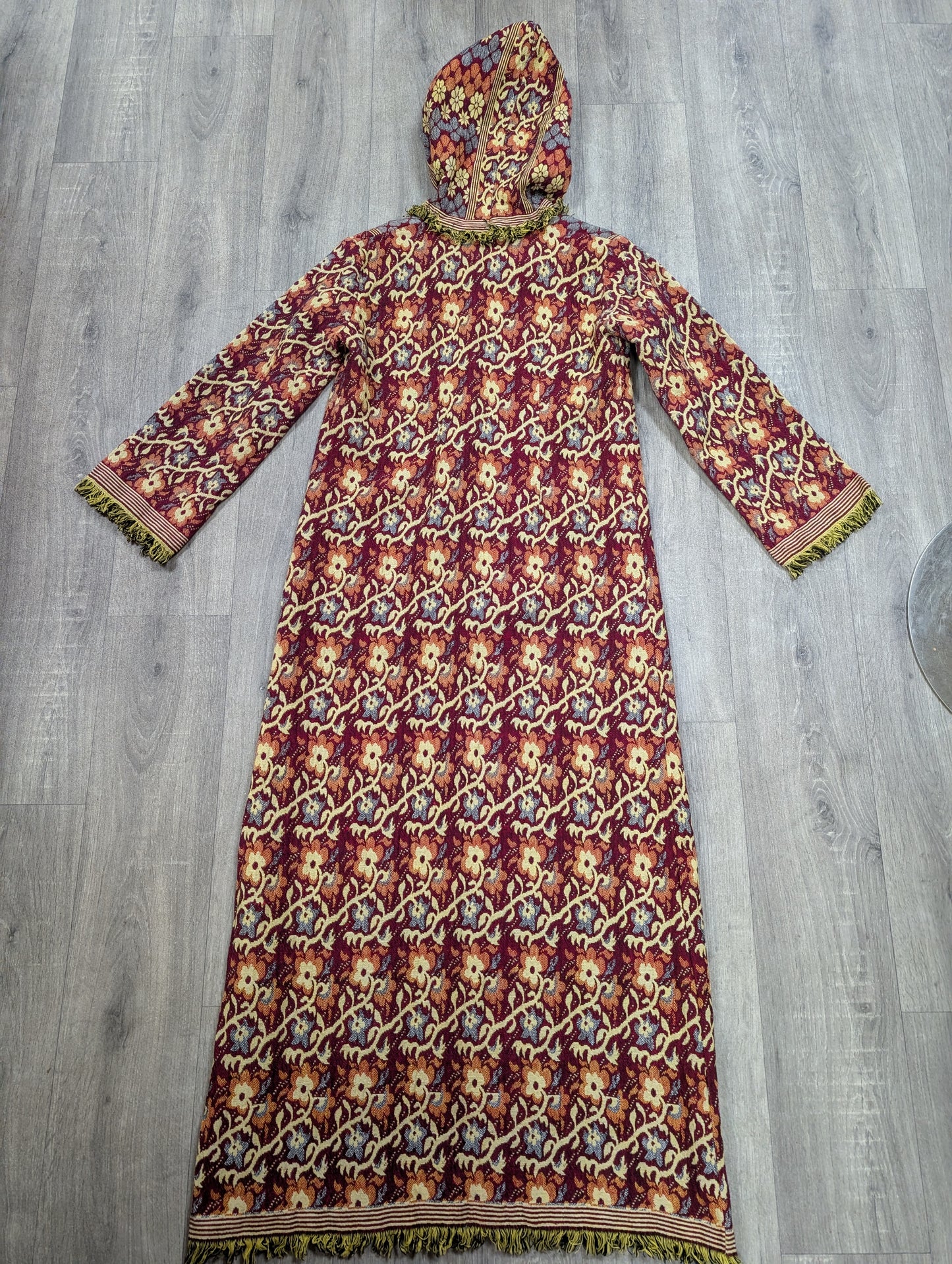 60s/70s cotton tapestry hooded coat - XS/S