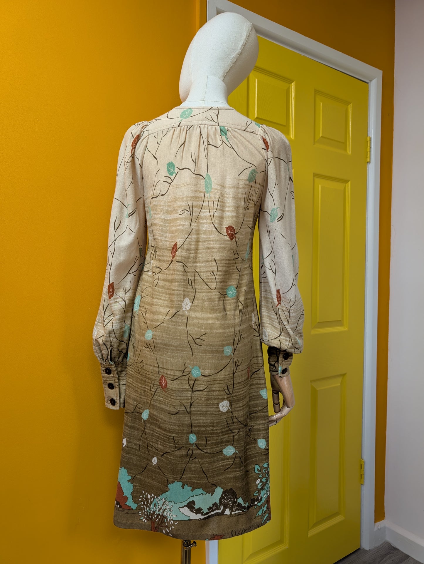 1970s Louis Caring autumnal novelty print dress - XS/S/6/8