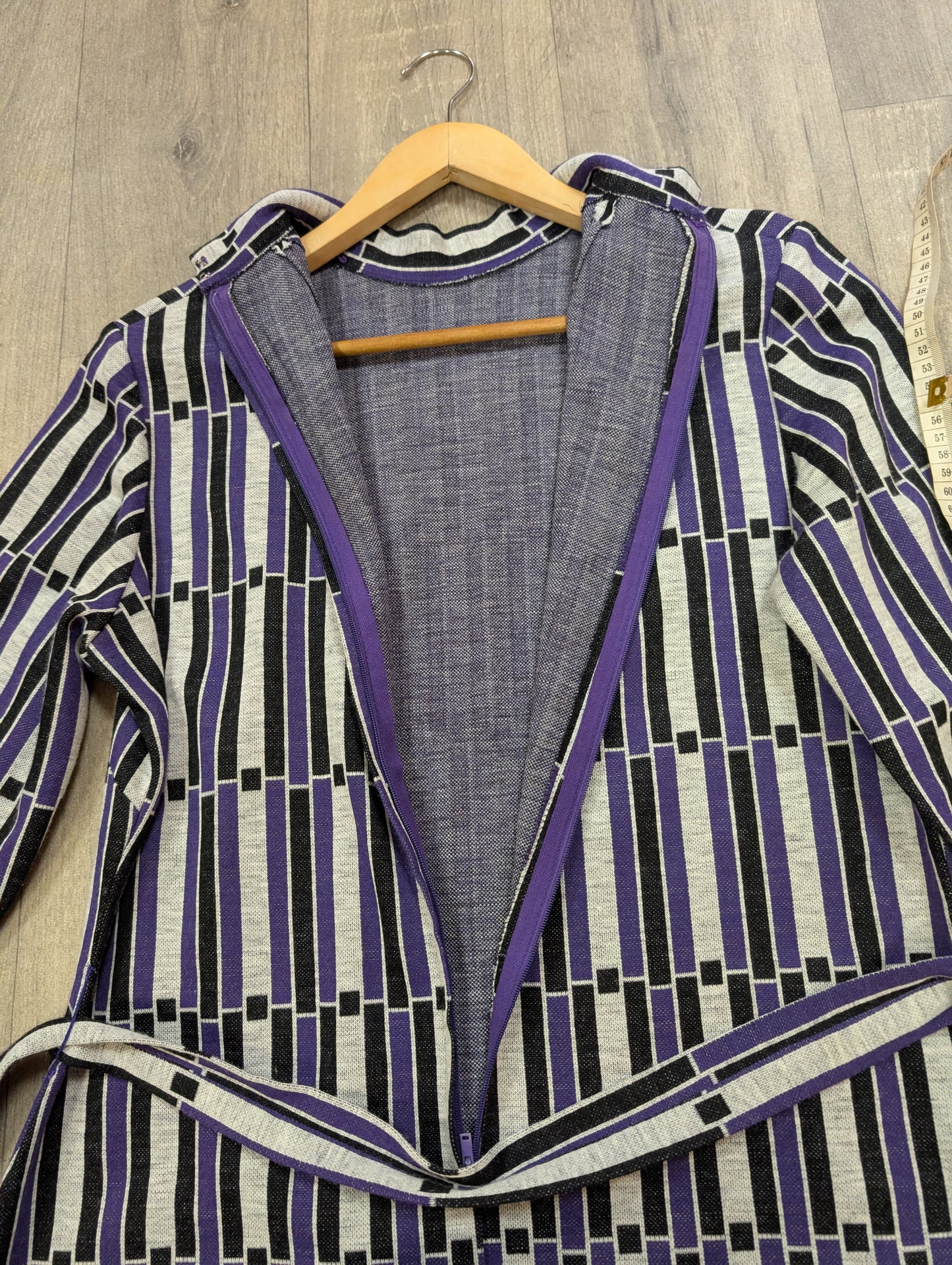 1970s purple dress & belt - M/L/14/16