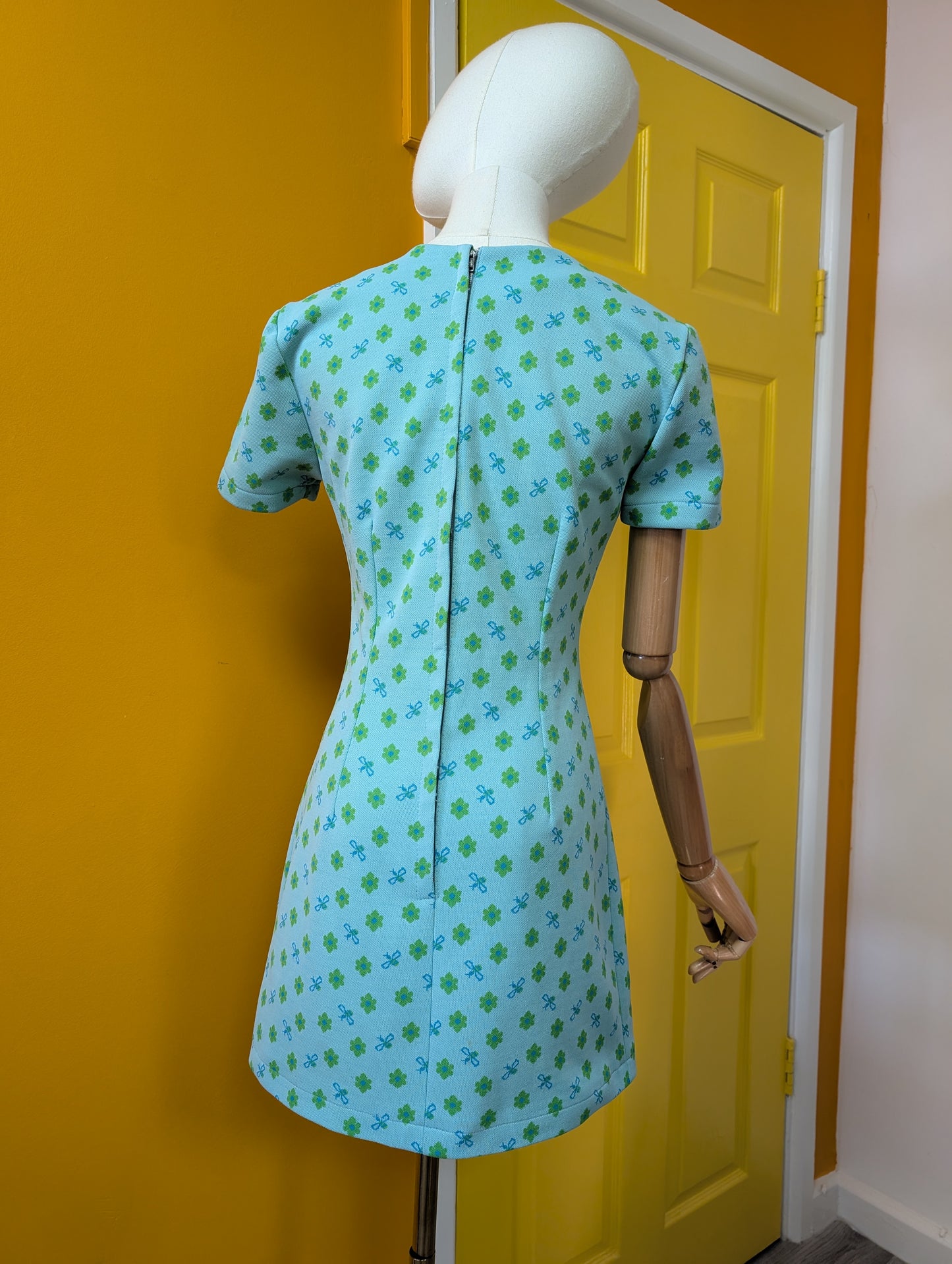 1960s novelty crimplene mini dress - XS/S/6/8