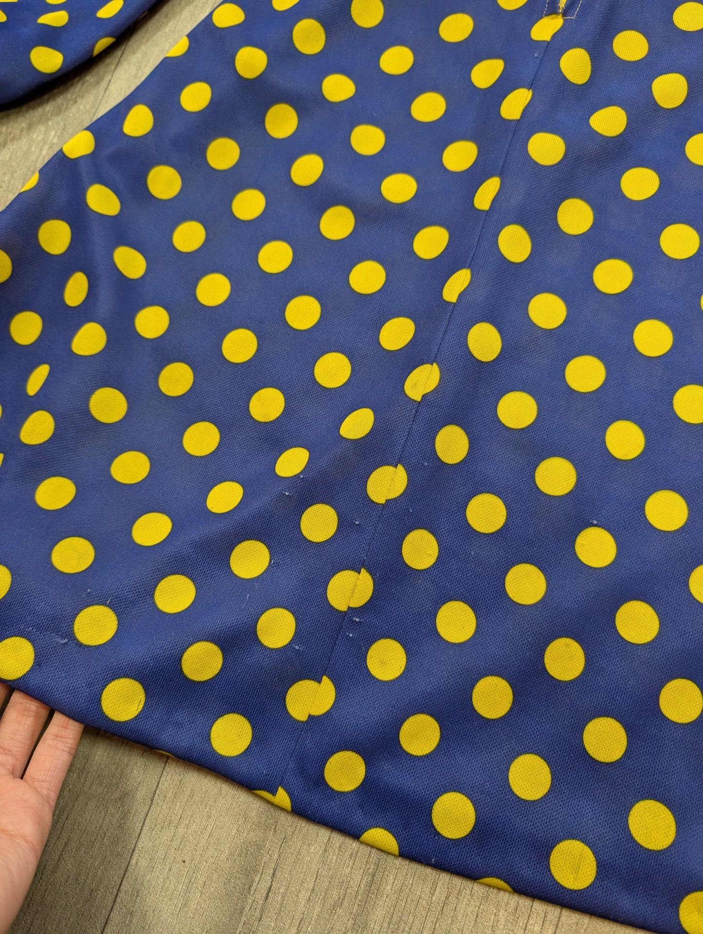 1970s navy blue/yellow spotty mini dress - XS/6