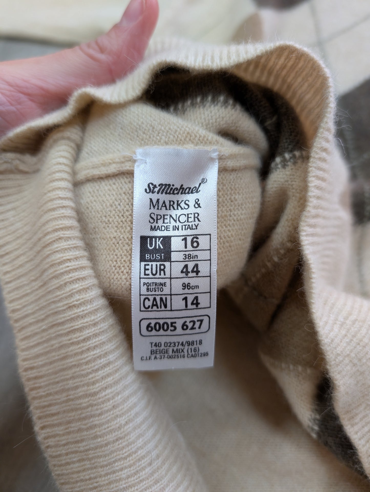 1990s St Michael lambswool/cashmere/angora argyle jumper - M