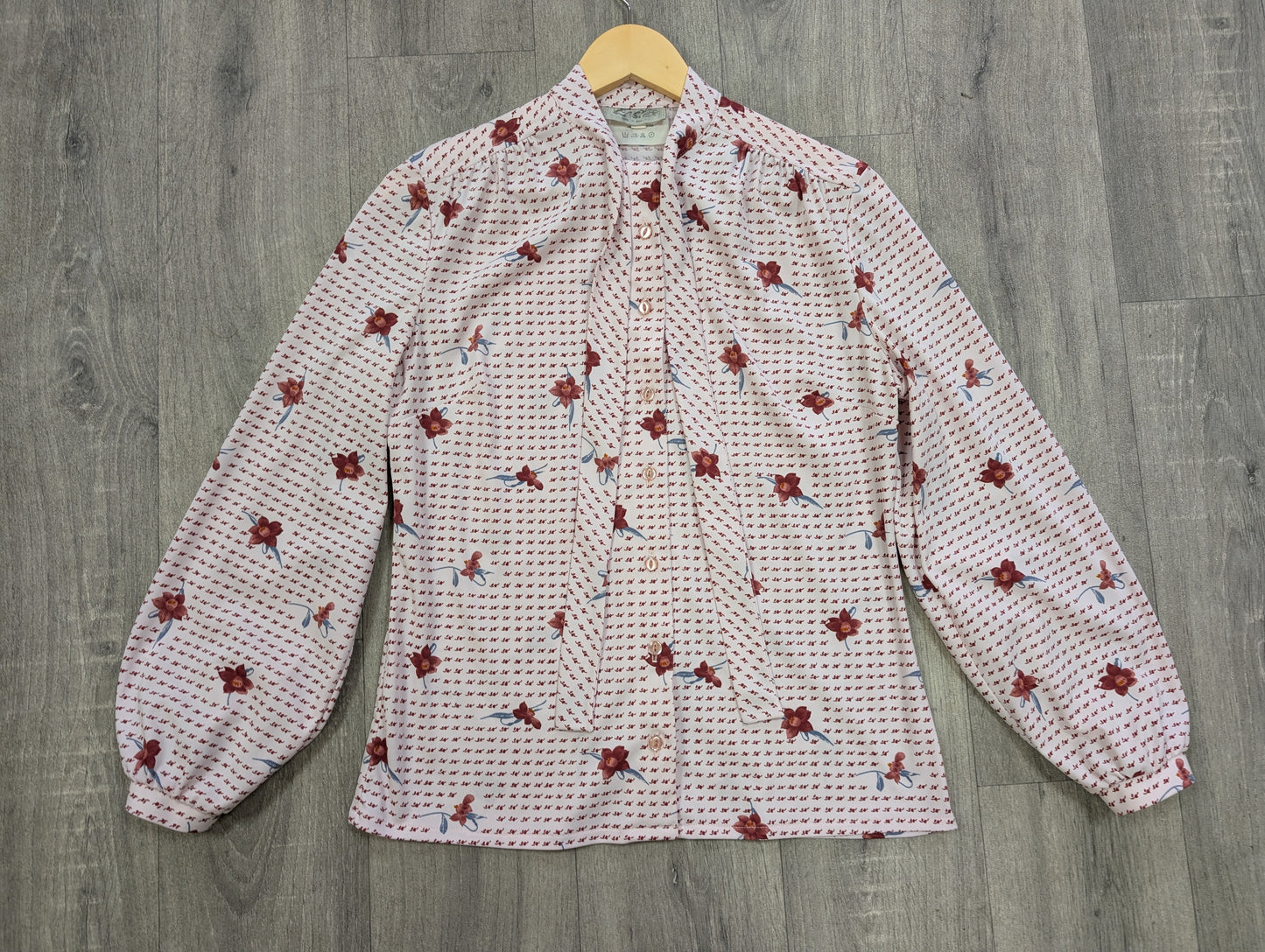 70s/80s Eastex pussy bow collar blouse - M/12
