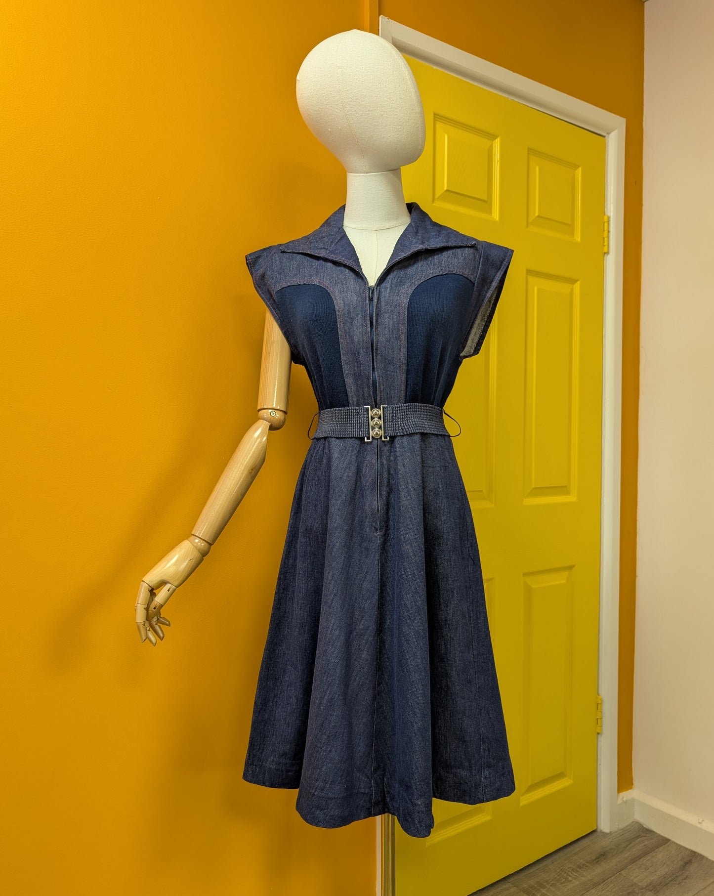 1970s C&A denim dress and belt - S/M/10/12