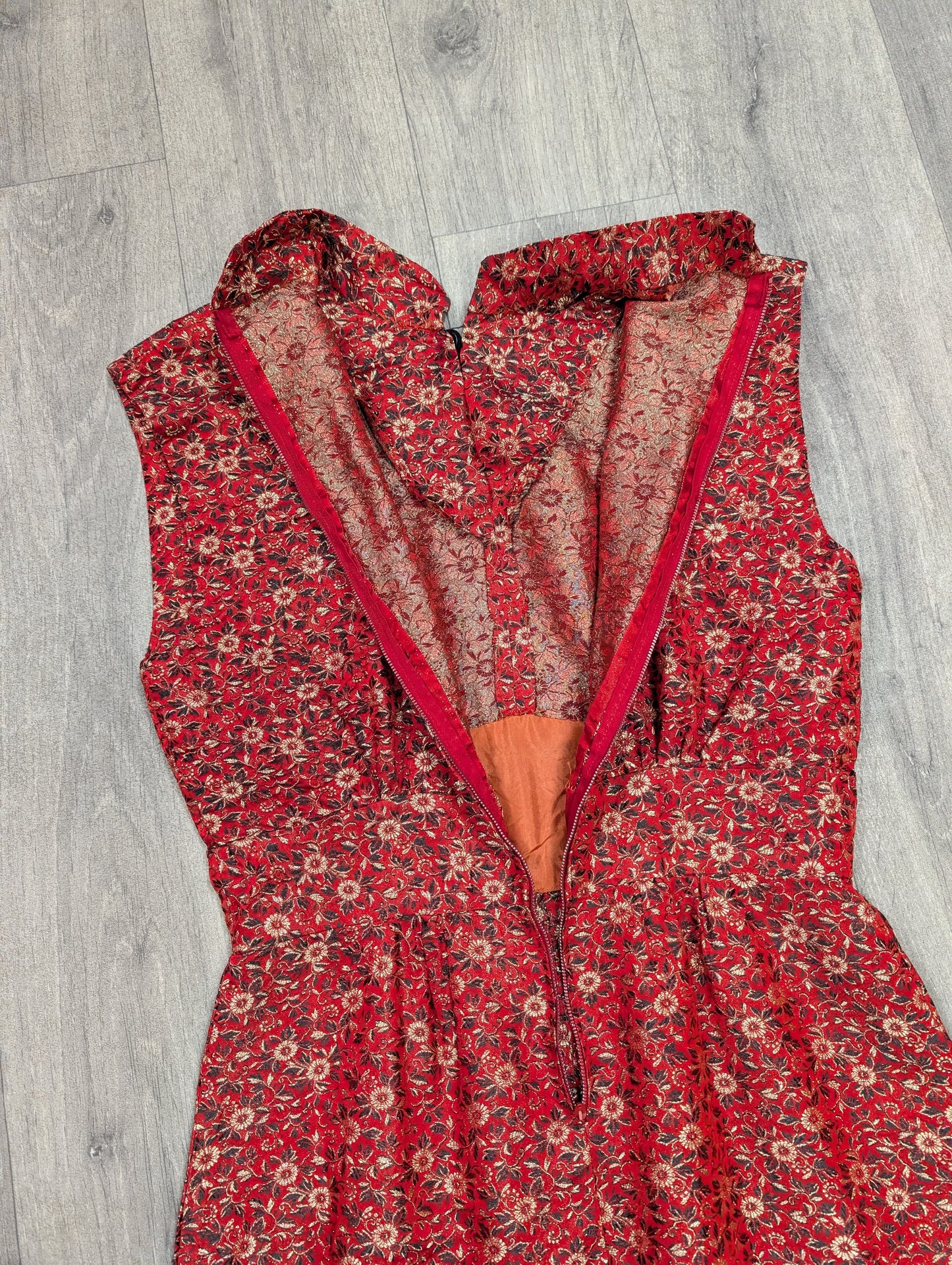 1960s red & gold dress - S/10