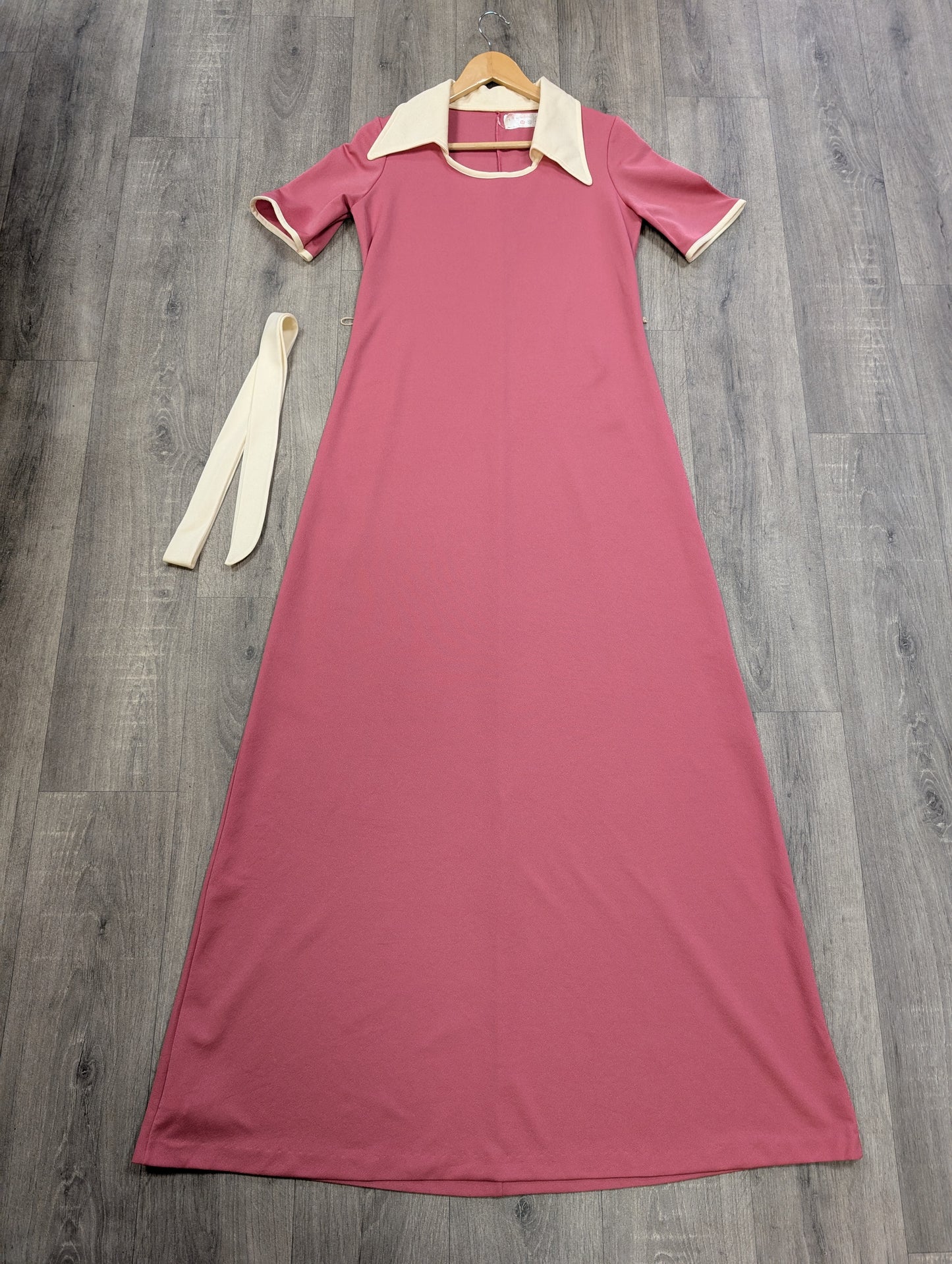 1970s St Michael pink collared dress and belt - 8/10/12