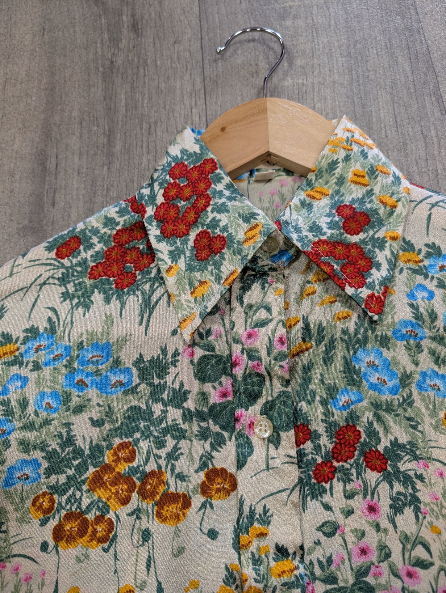 1970s Stuart Lang floral dagger collar shirt - XS
