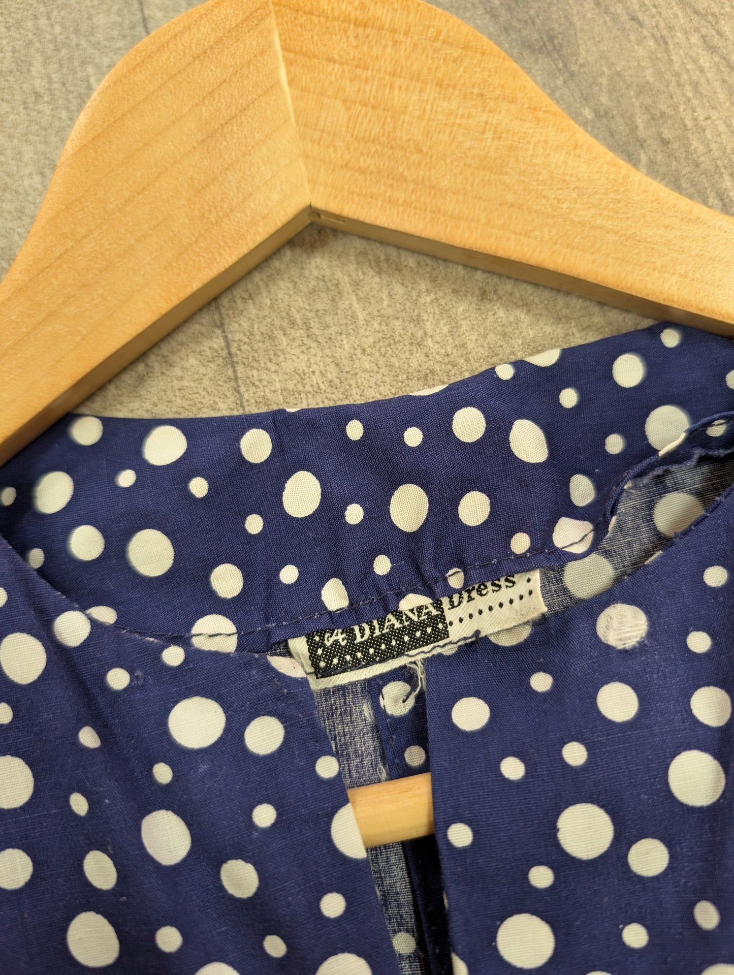 1950s 'A Diana Dress' navy/white polka dot cotton - S/8/10