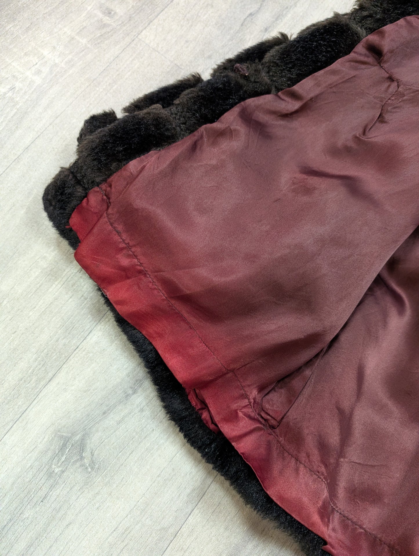 1970s Tissavel dark brown faux fur coat - S