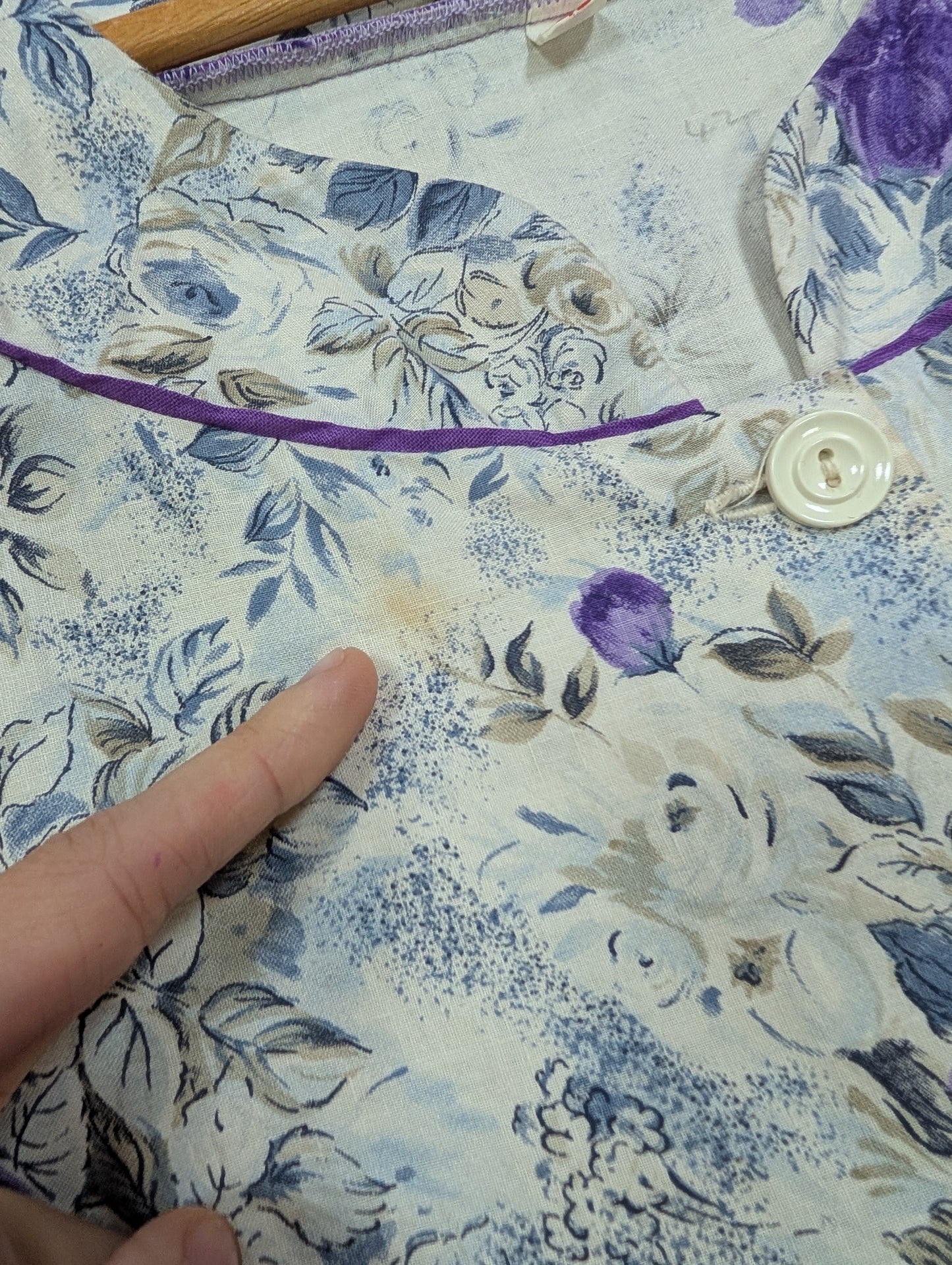 50s/60s purple floral cotton dress - L/16