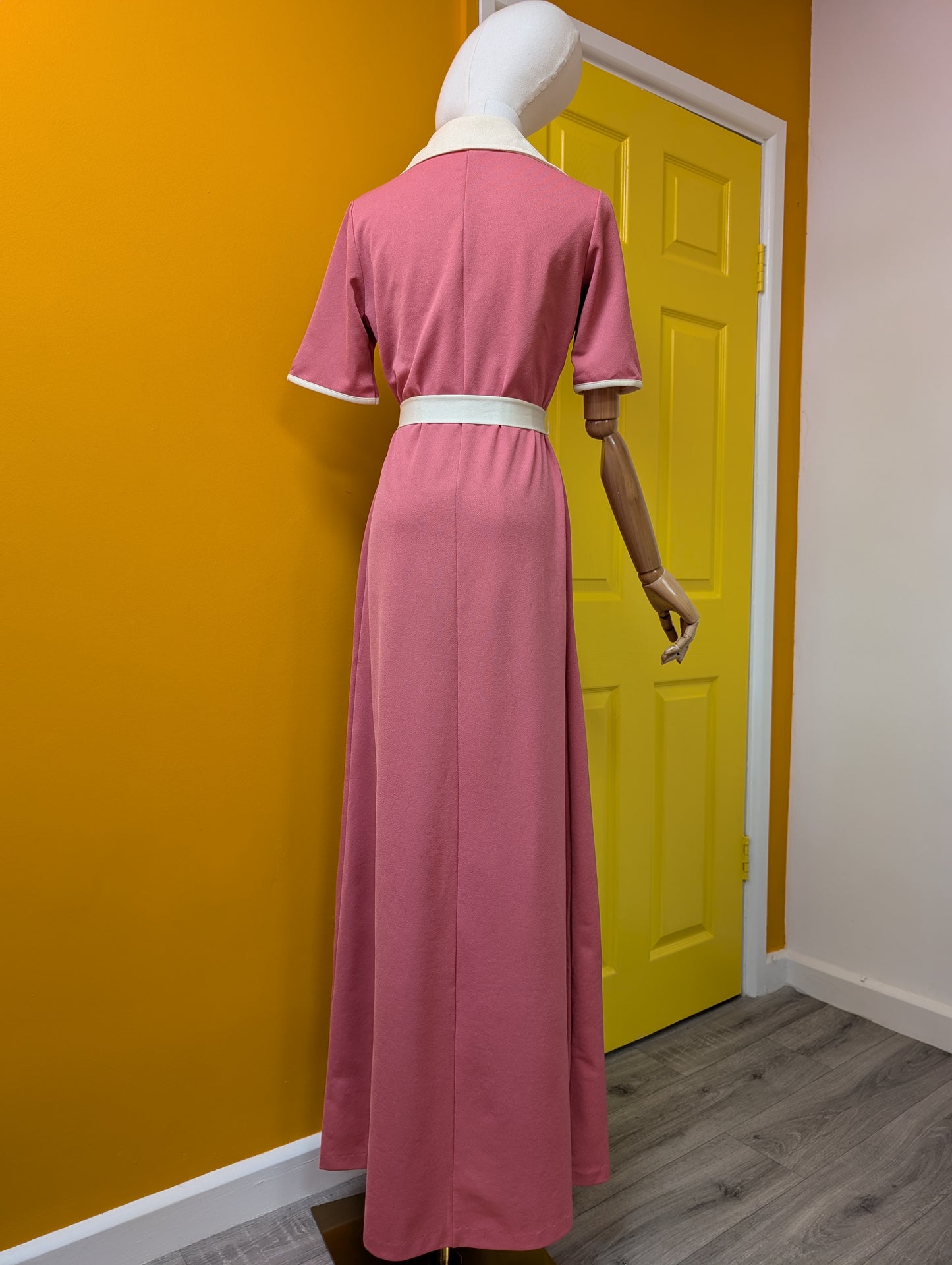 1970s St Michael pink collared dress and belt - 8/10/12