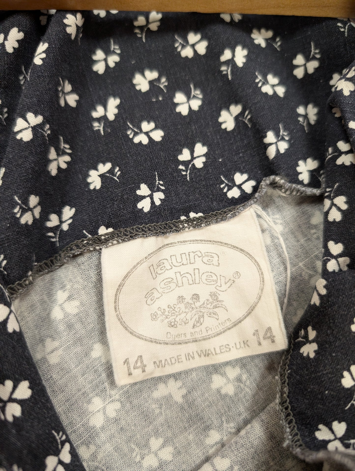 1970s Laura Ashley made in Wales clover print cotton dress - S/8/10