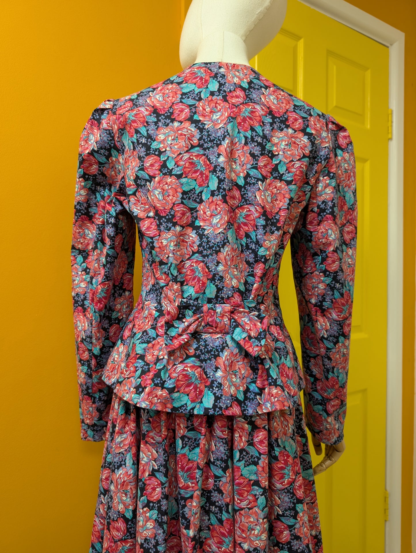 1980s Laura Ashley bow back dress and jacket - S/10
