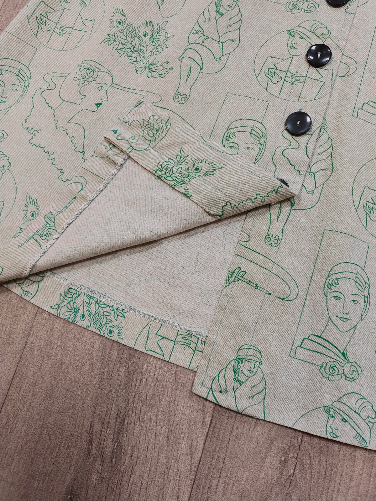 1970s novelty Art Deco print cotton skirt - 27" waist