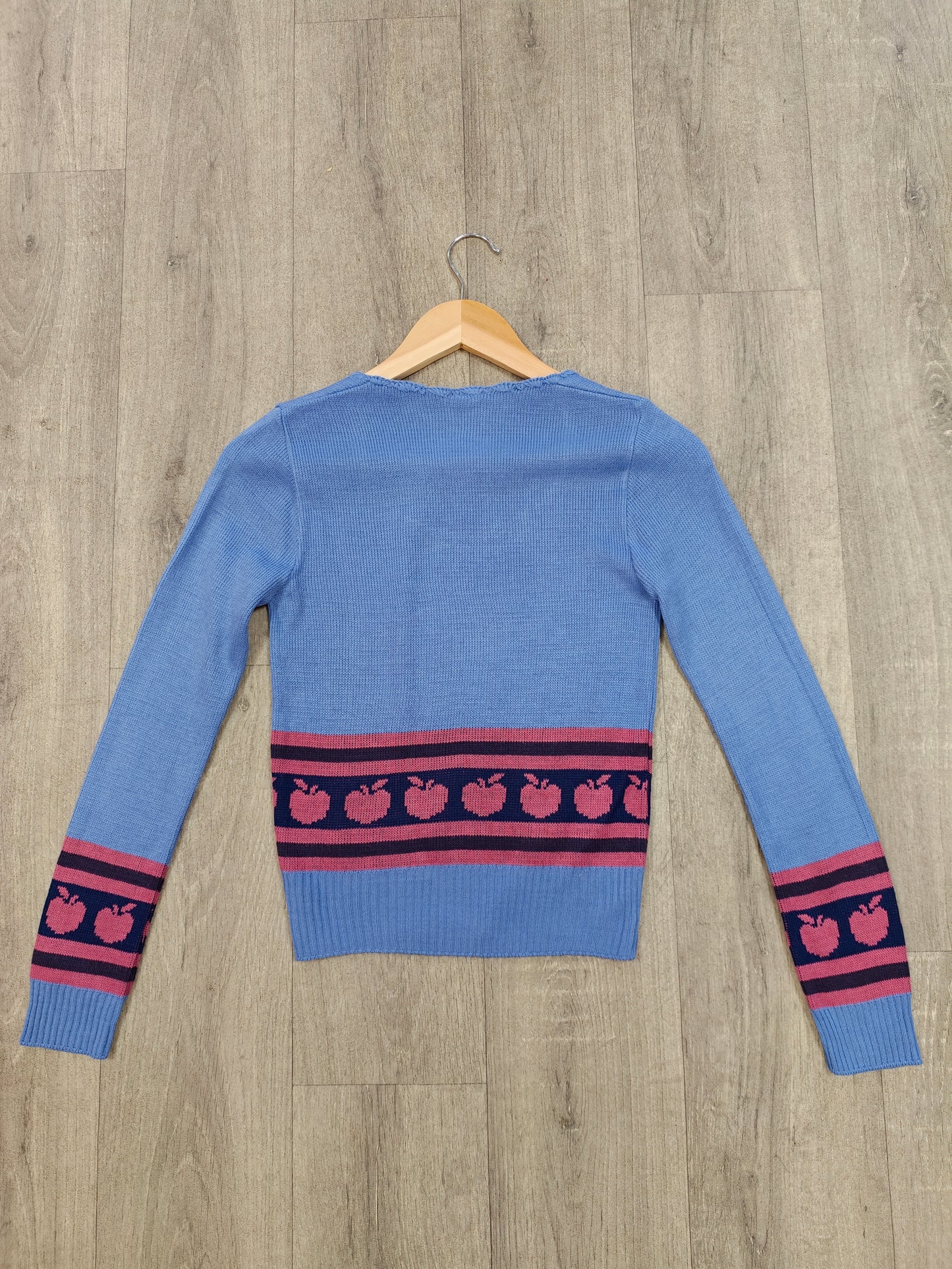 1970s lilac and pink novelty knitted apple jumper - XS