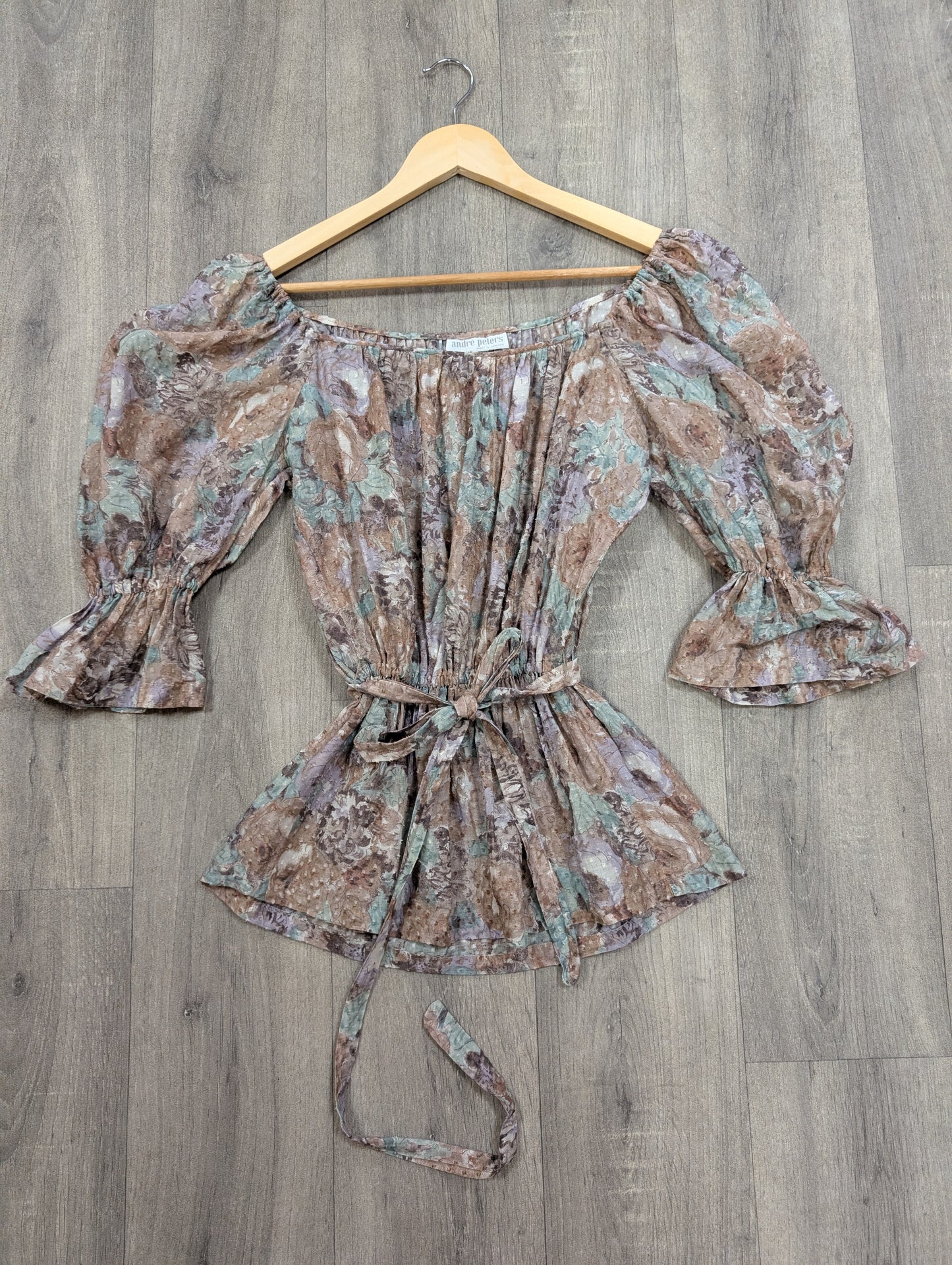1970s Andre Peters floral blouse and skirt - S/8/10