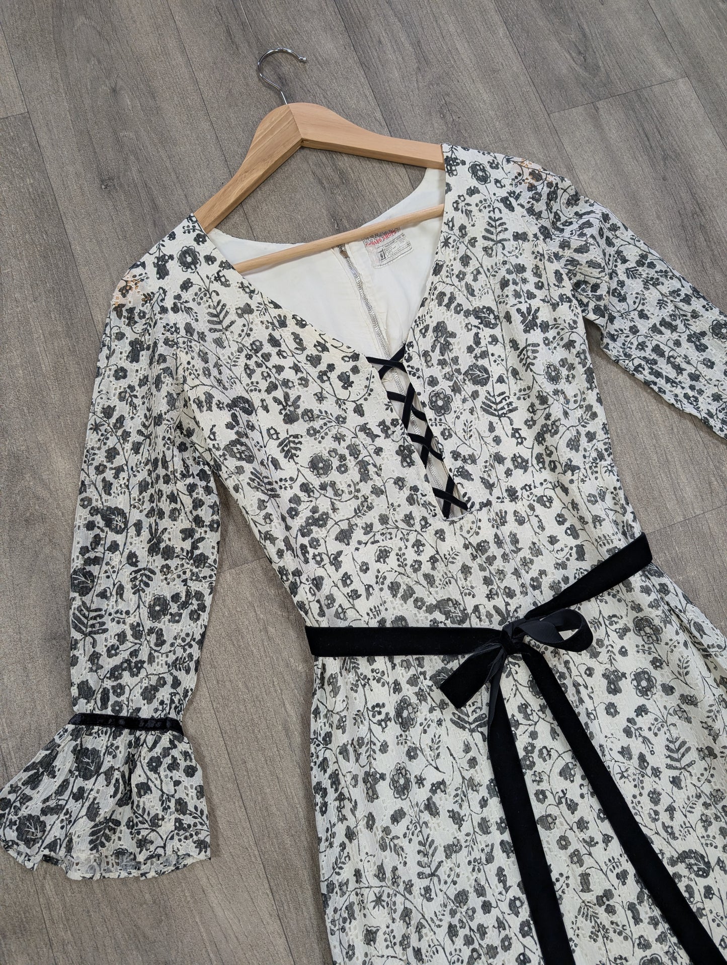 1970s Richard Shops black and white maxi dress - S/8