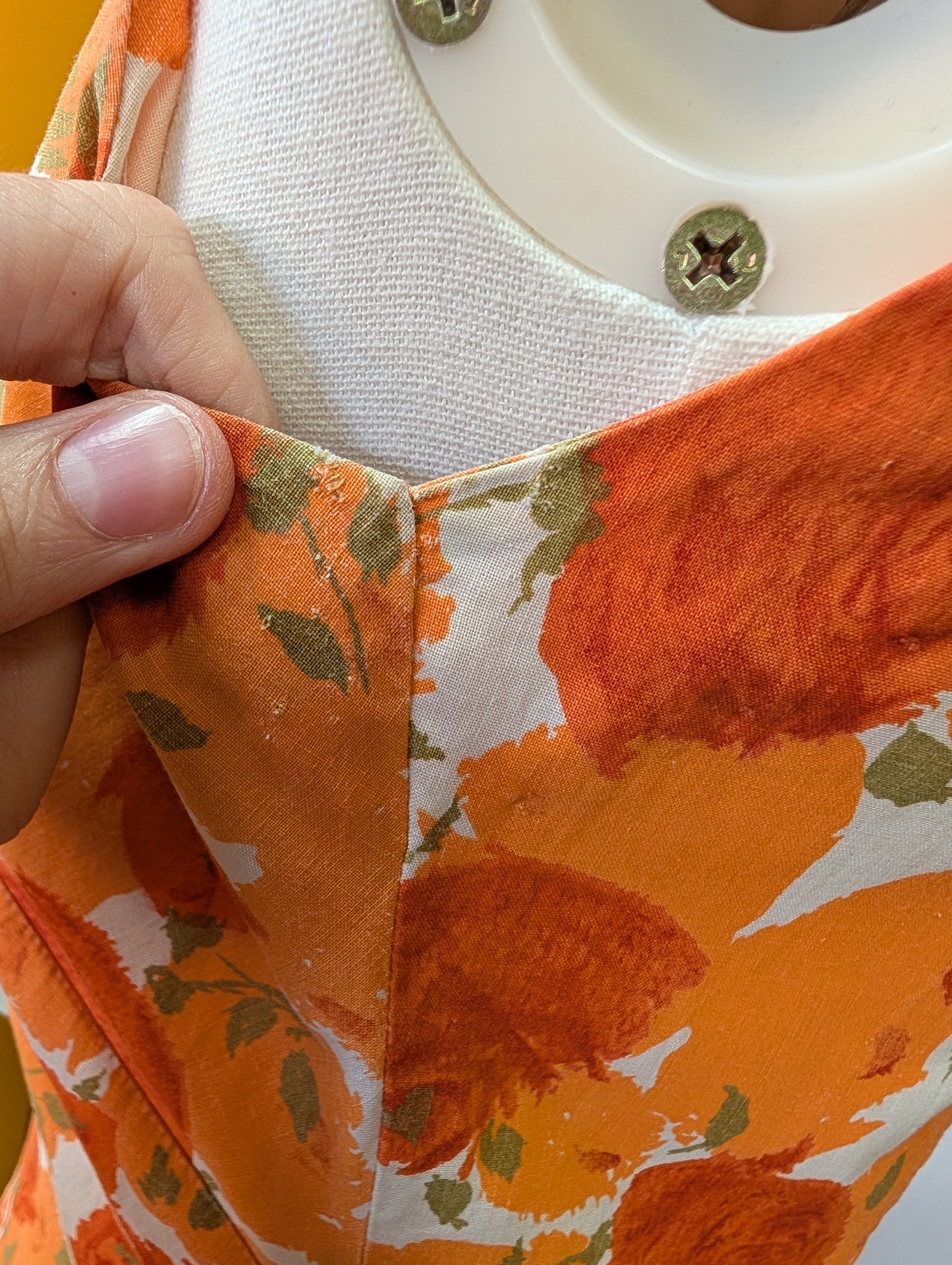 Late 1950s Modern Classics orange floral cotton dress - XS/S/6/8