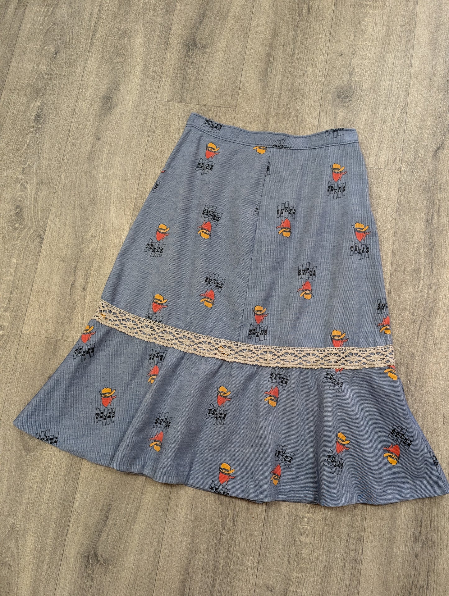 1970s Texas novelty print western skirt - 27" waist