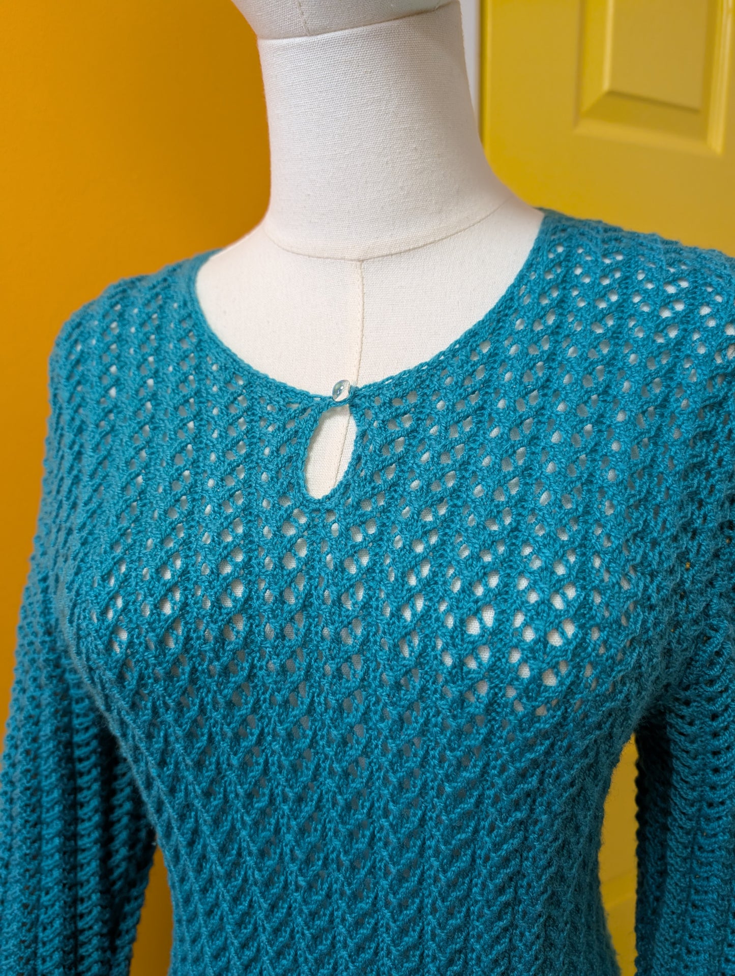 1980s green knitted dress - S/M
