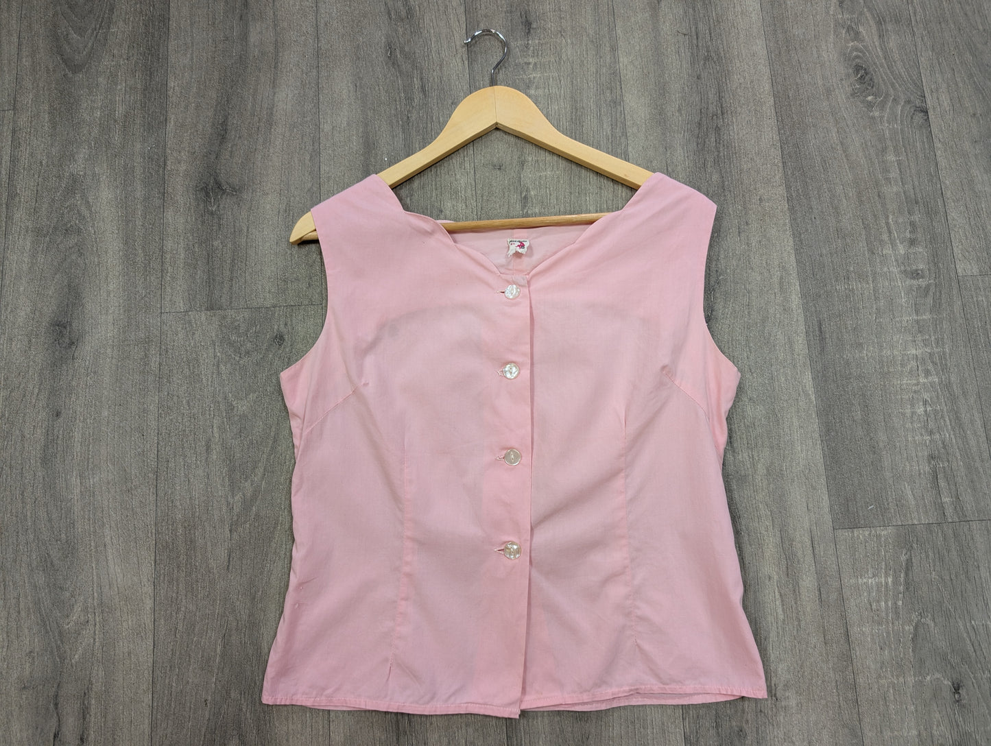 1950s Red Girl pink cotton top - M