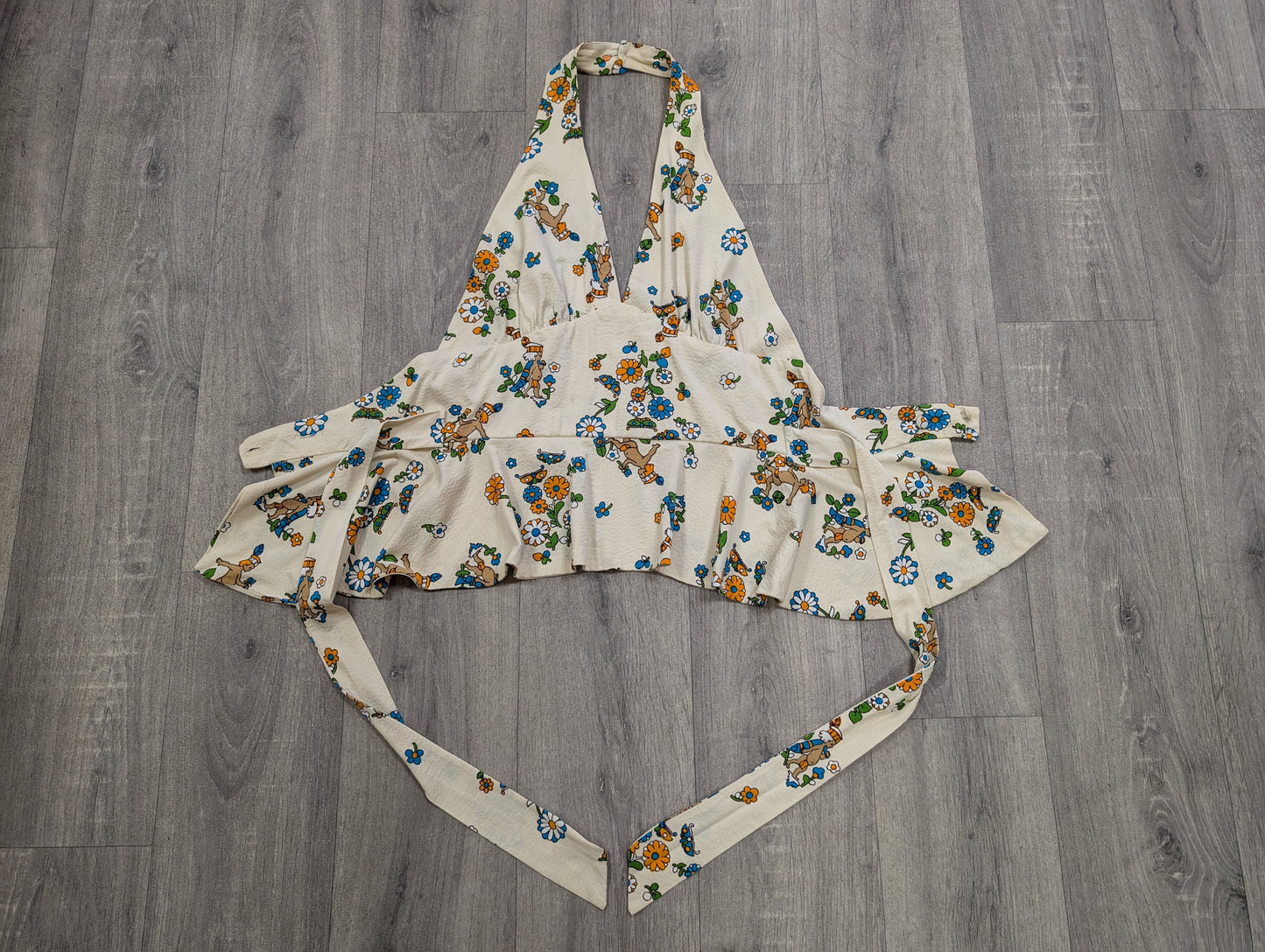 1970s novelty print top & trousers - S/8/10