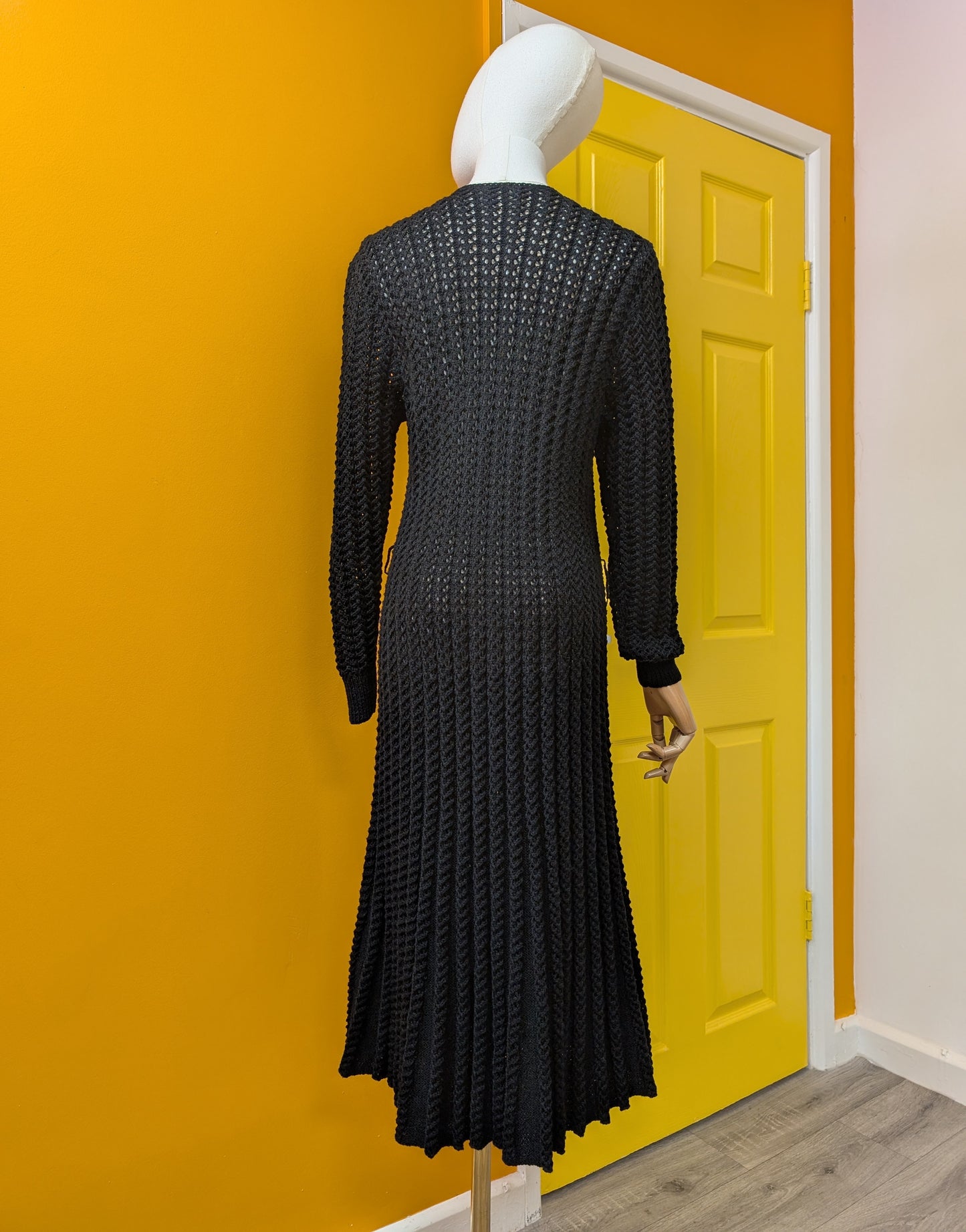 1980s black knitted dress - M