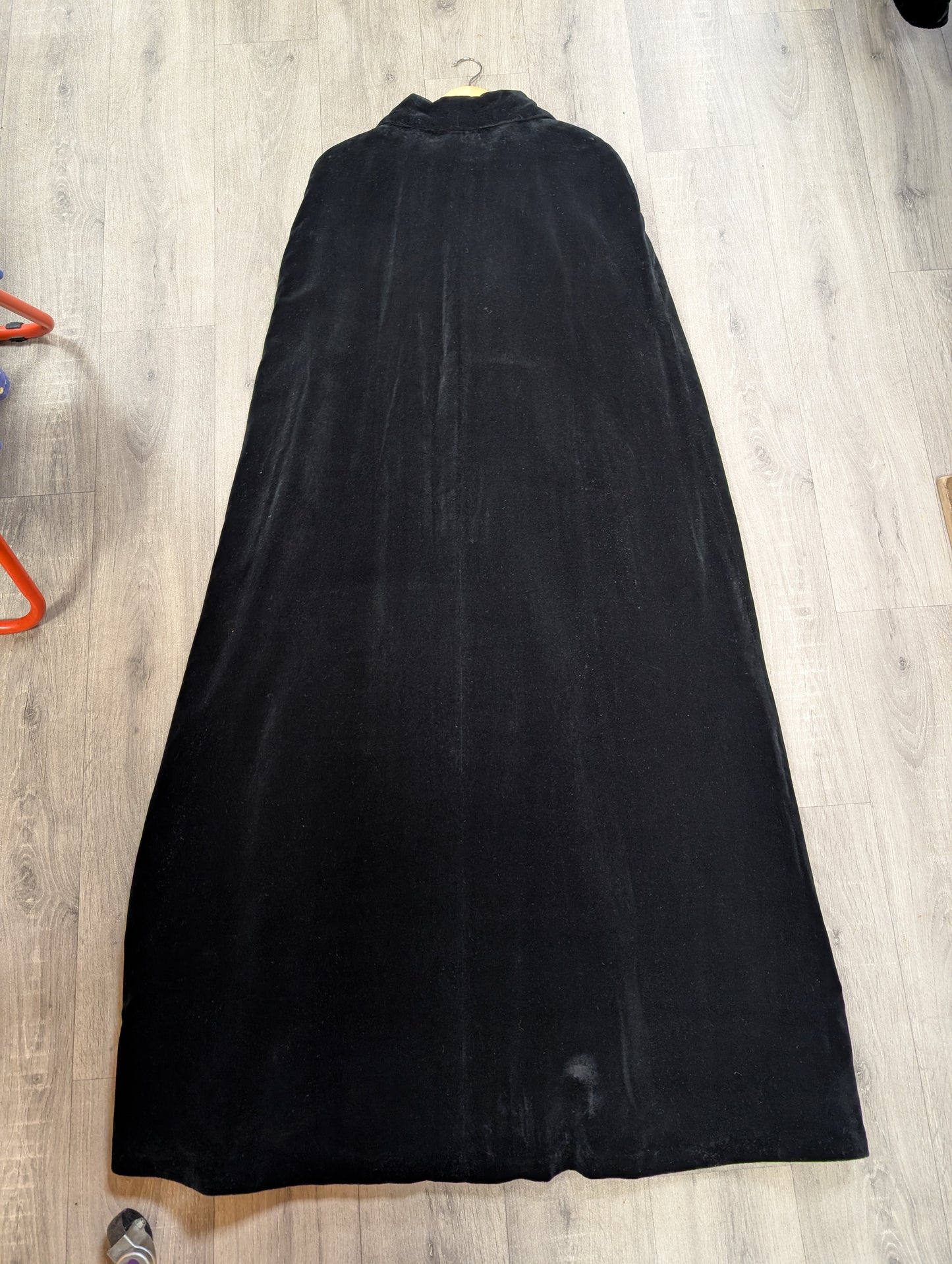 1970s Quad black velvet quilted cape