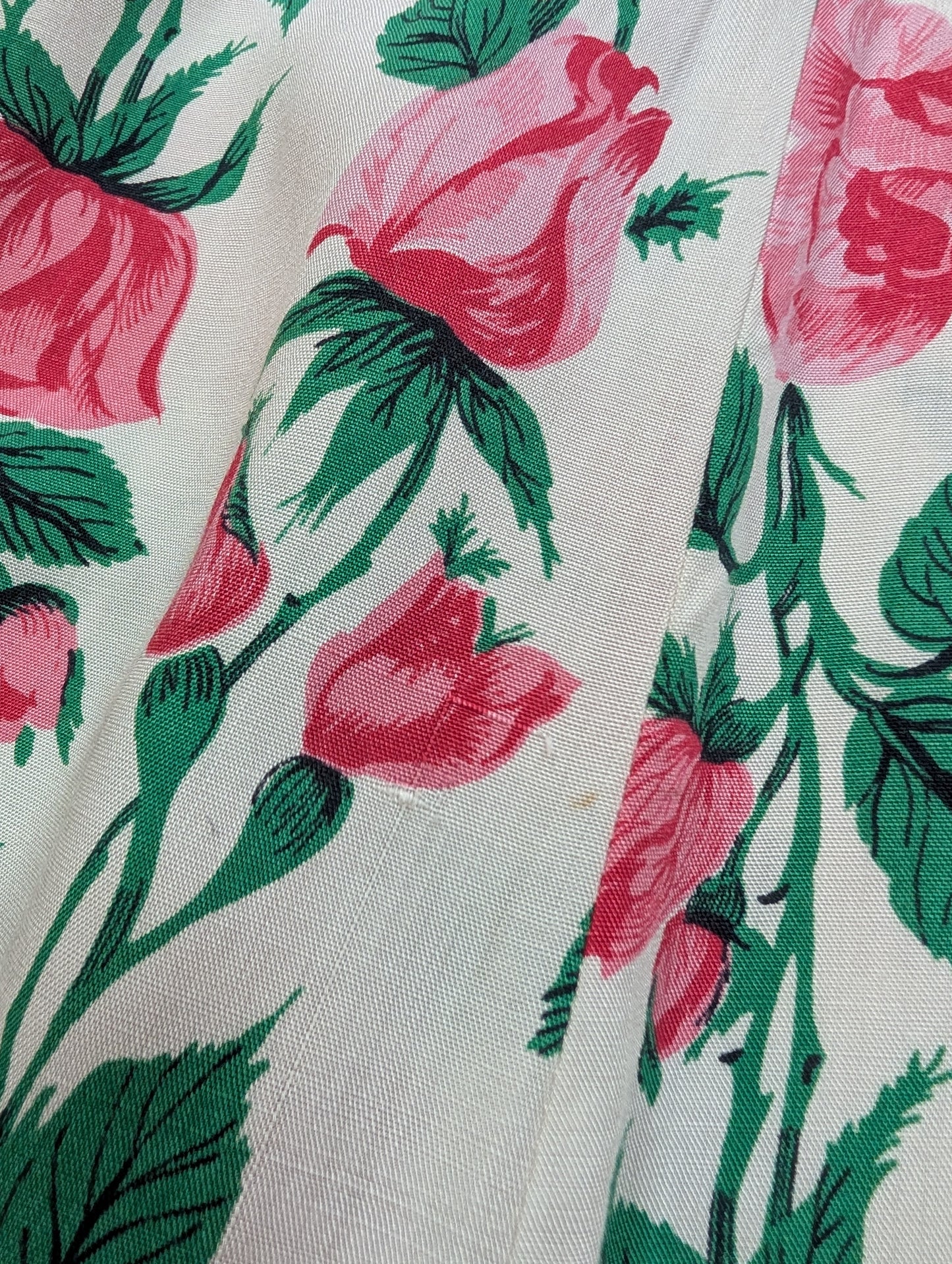 1950s rose print dress - 38"B 29"W
