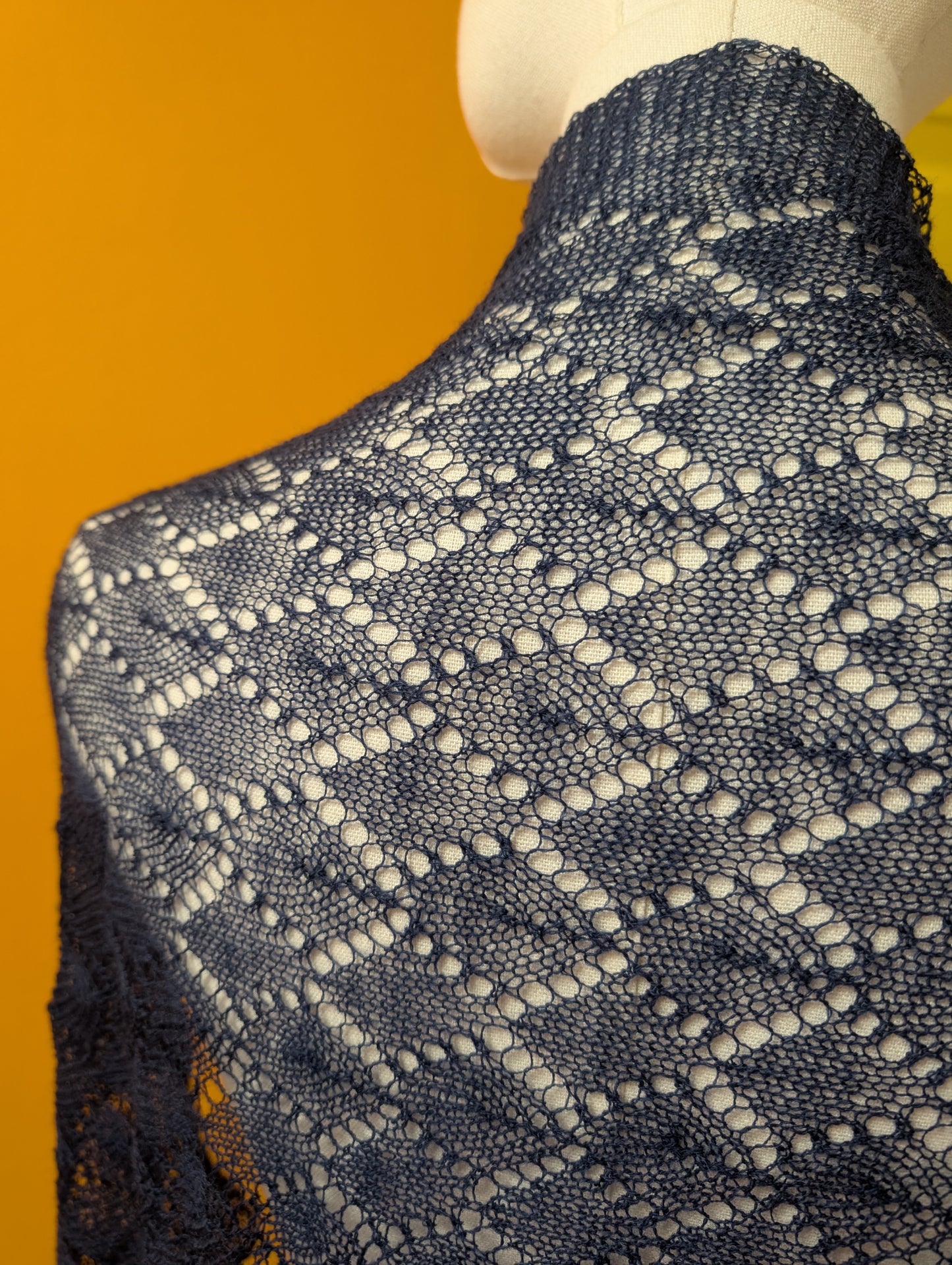 80s/90s Laura Ashley navy blue wool shawl/scarf