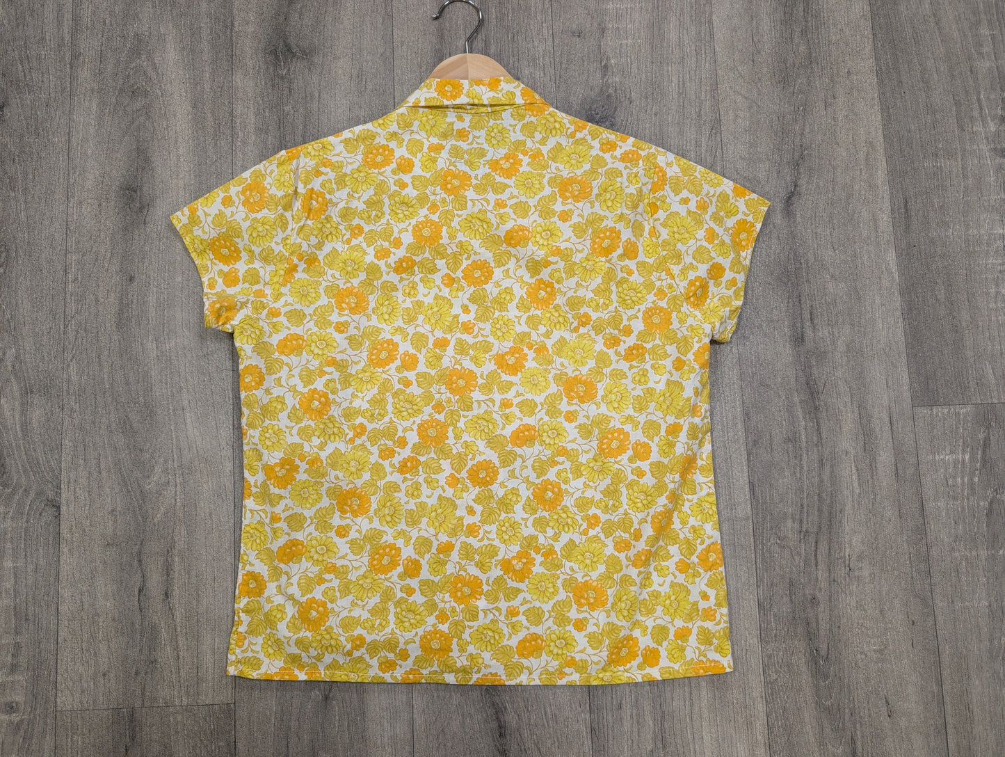 1960s orange/yellow floral shirt - S/M/10/12