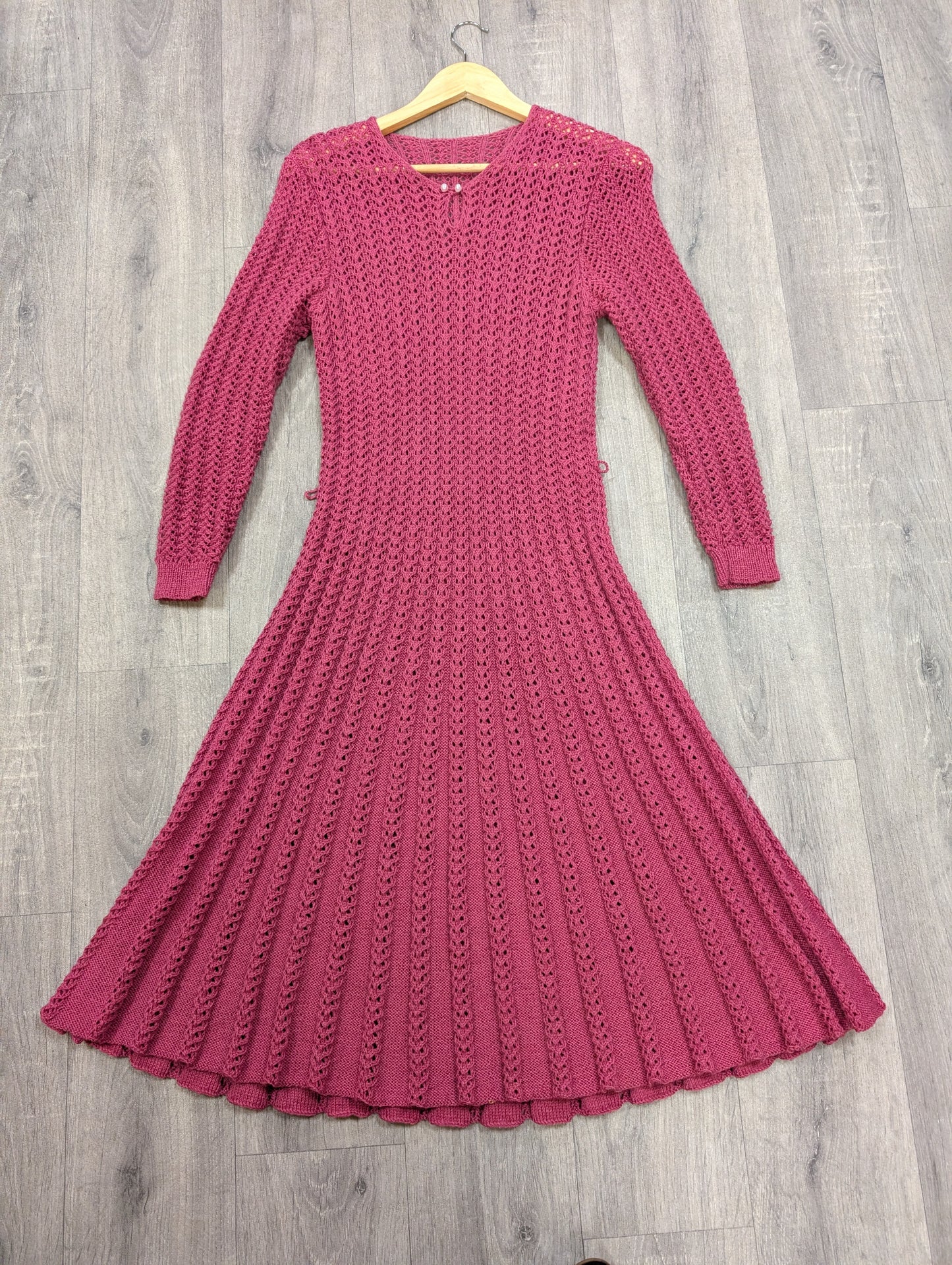 1980s pink knitted dress - S/M