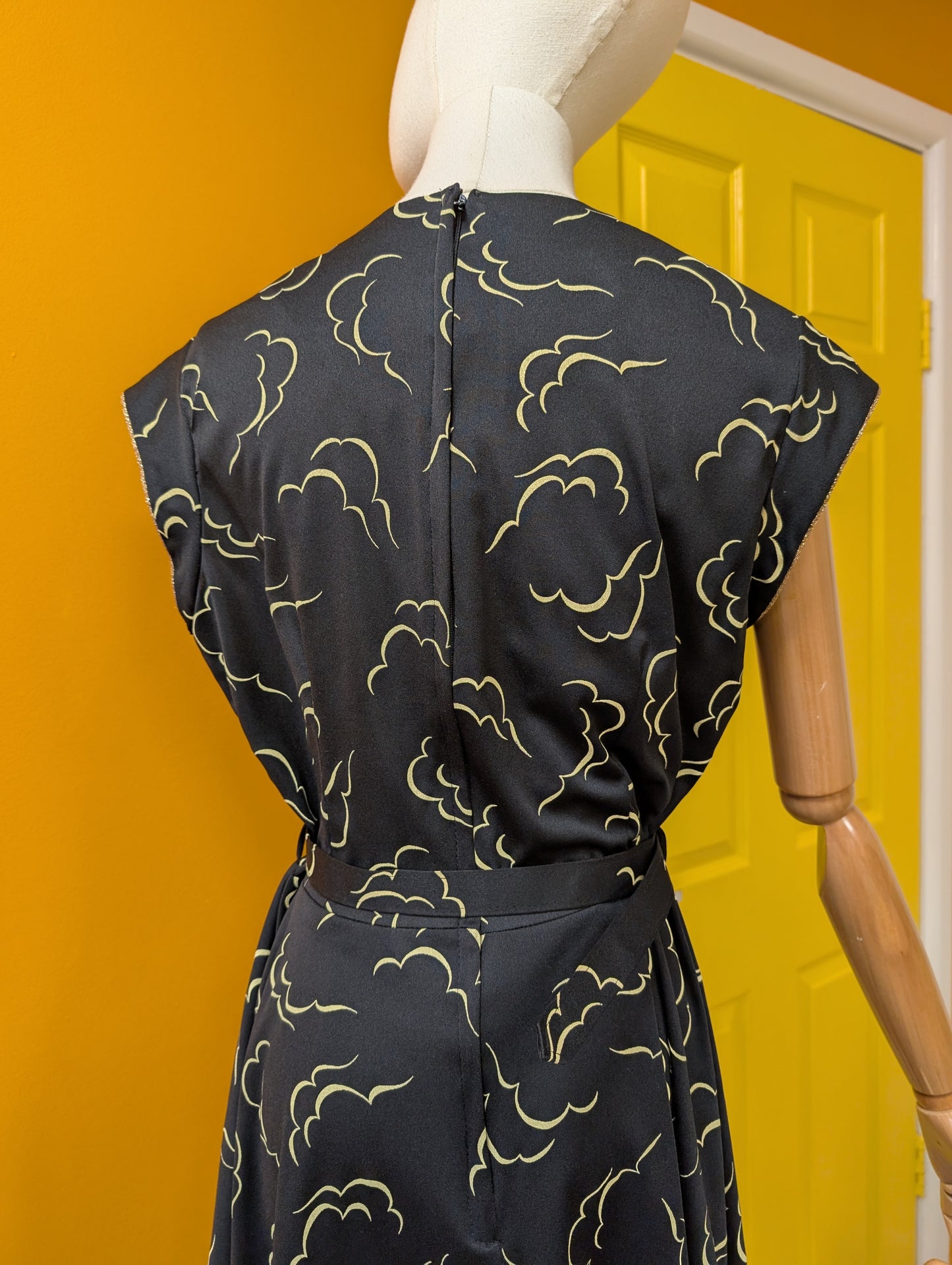1980s cloud print dress - M/12/14