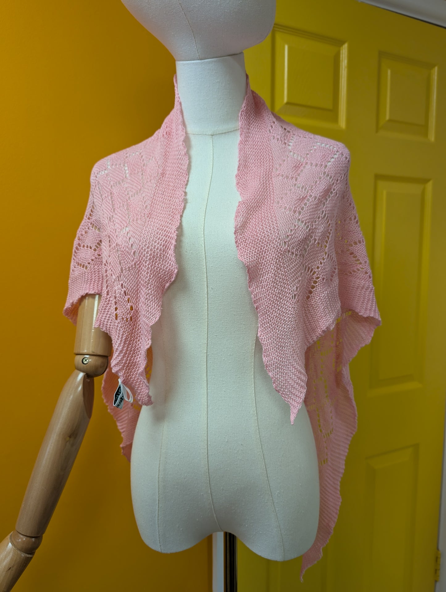 80s/90s Laura Ashley pink cotton shawl/scarf