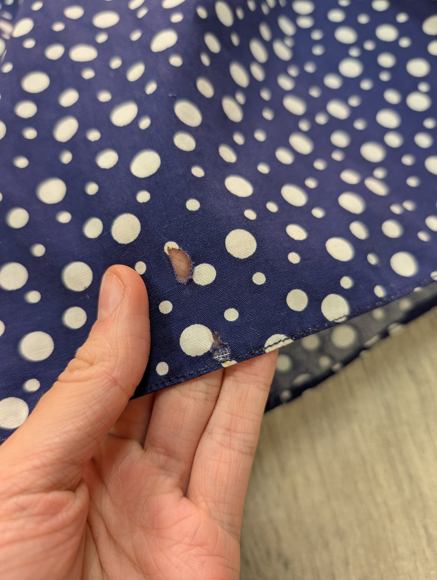 1950s 'A Diana Dress' navy/white polka dot cotton - S/8/10