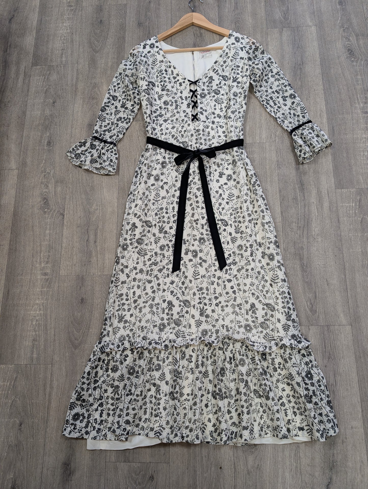 1970s Richard Shops black and white maxi dress - S/8