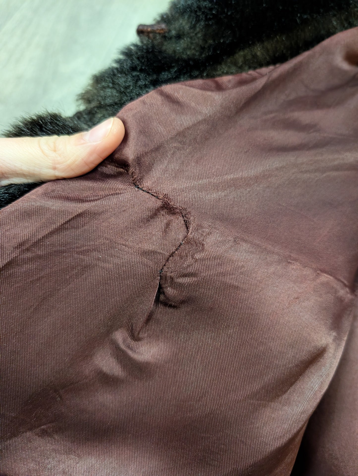 1970s Tissavel dark brown faux fur coat - S