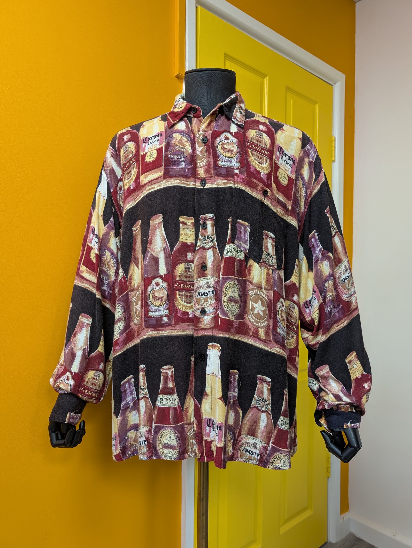 Chiori novelty beer print shirt