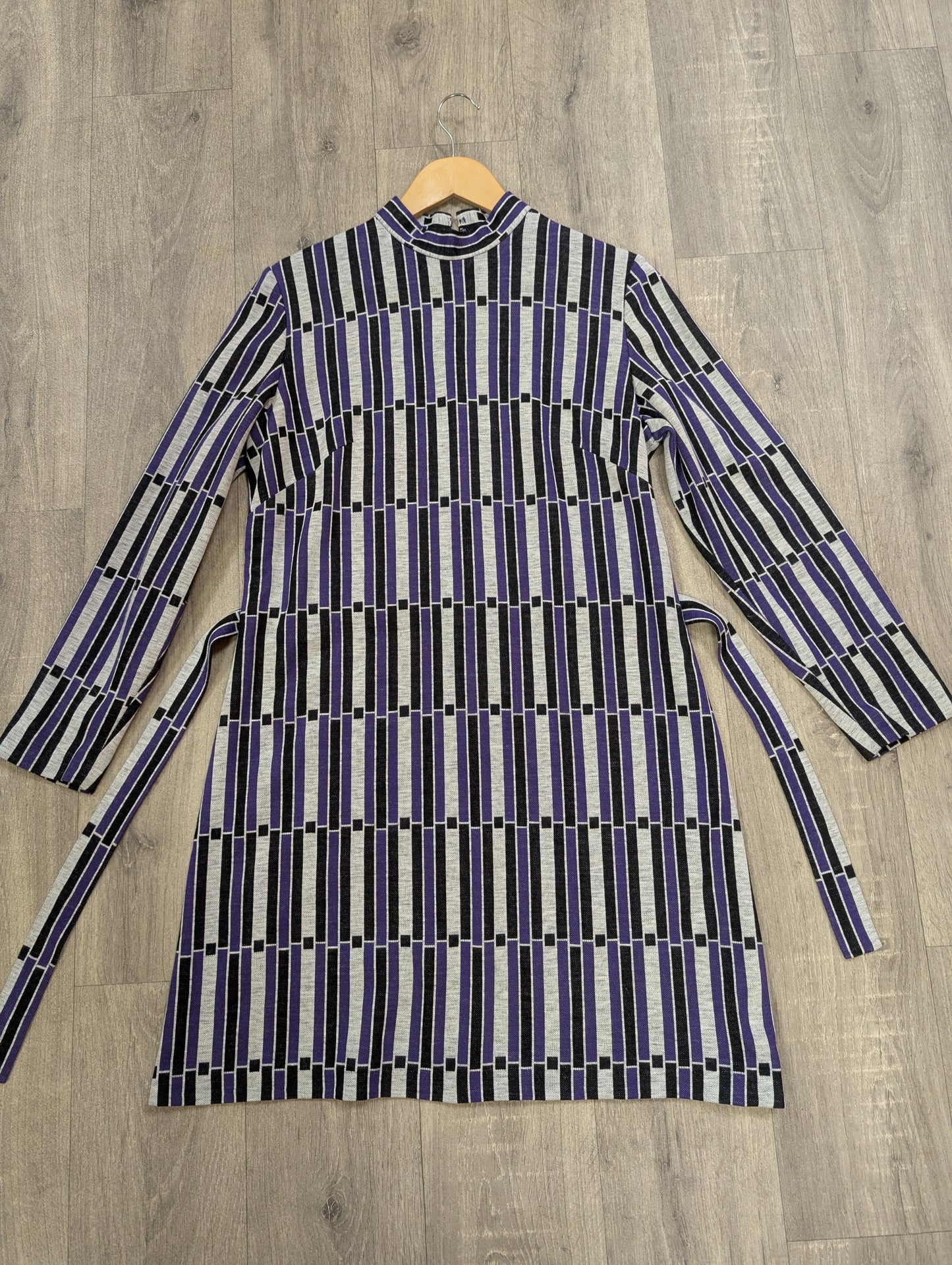 1970s purple dress & belt - M/L/14/16
