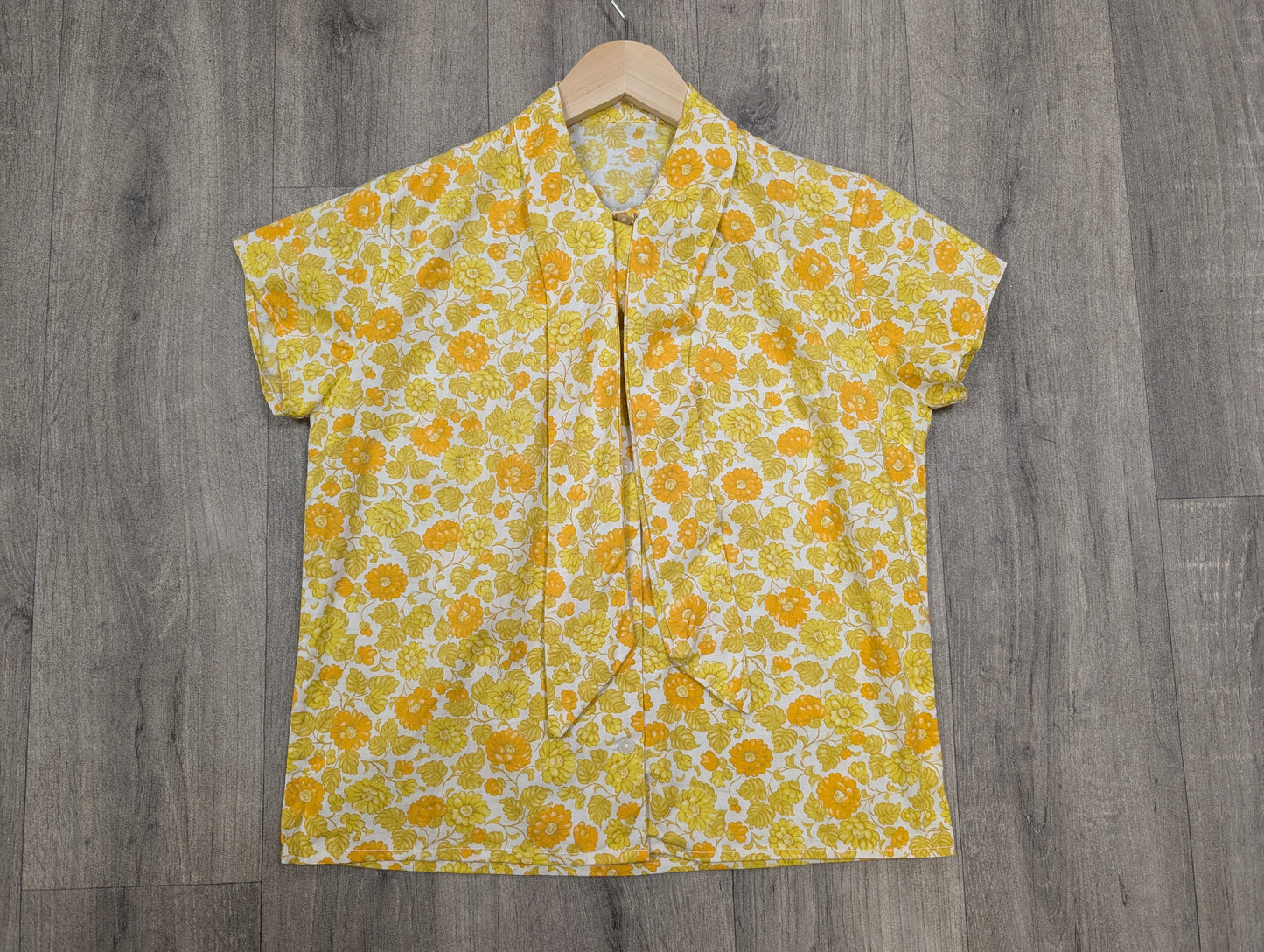 1960s orange/yellow floral shirt - S/M/10/12