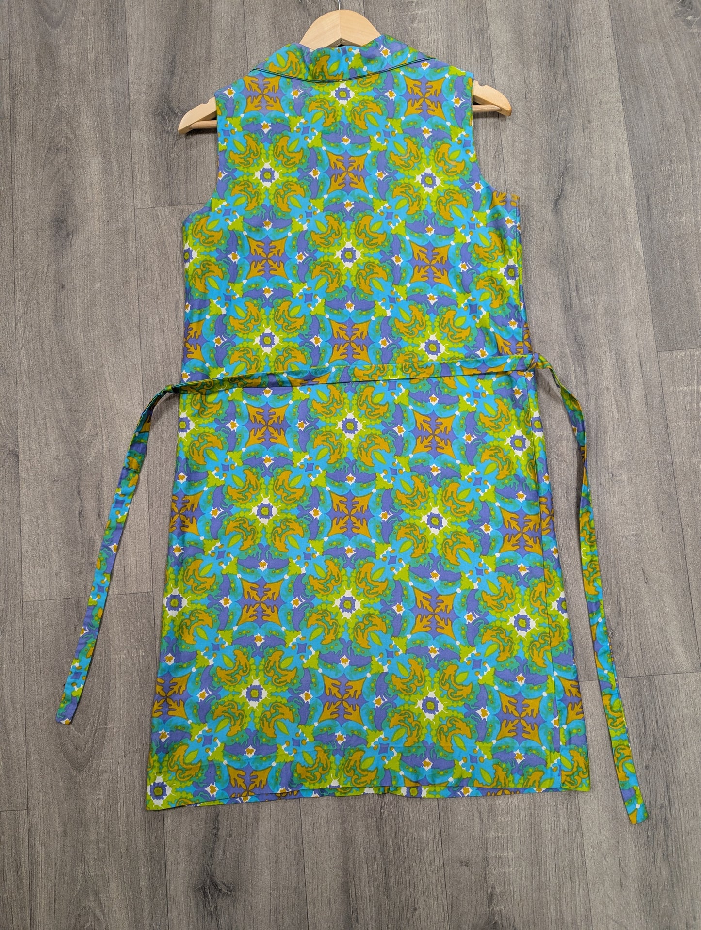 1960s psychedelic cotton dress and belt - S/8/10