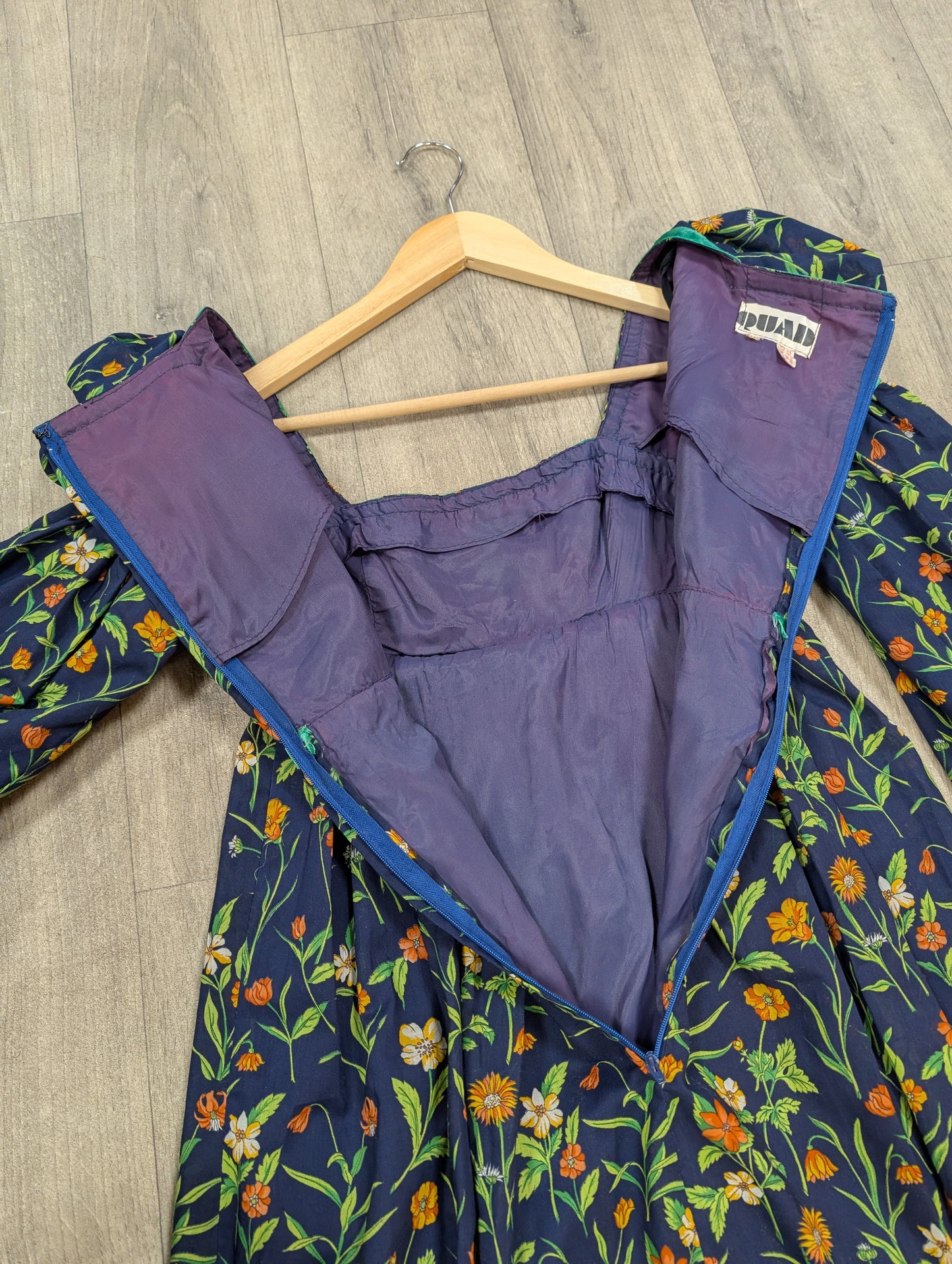 Incredible 60s/70s Quad floral maxi dress - XS