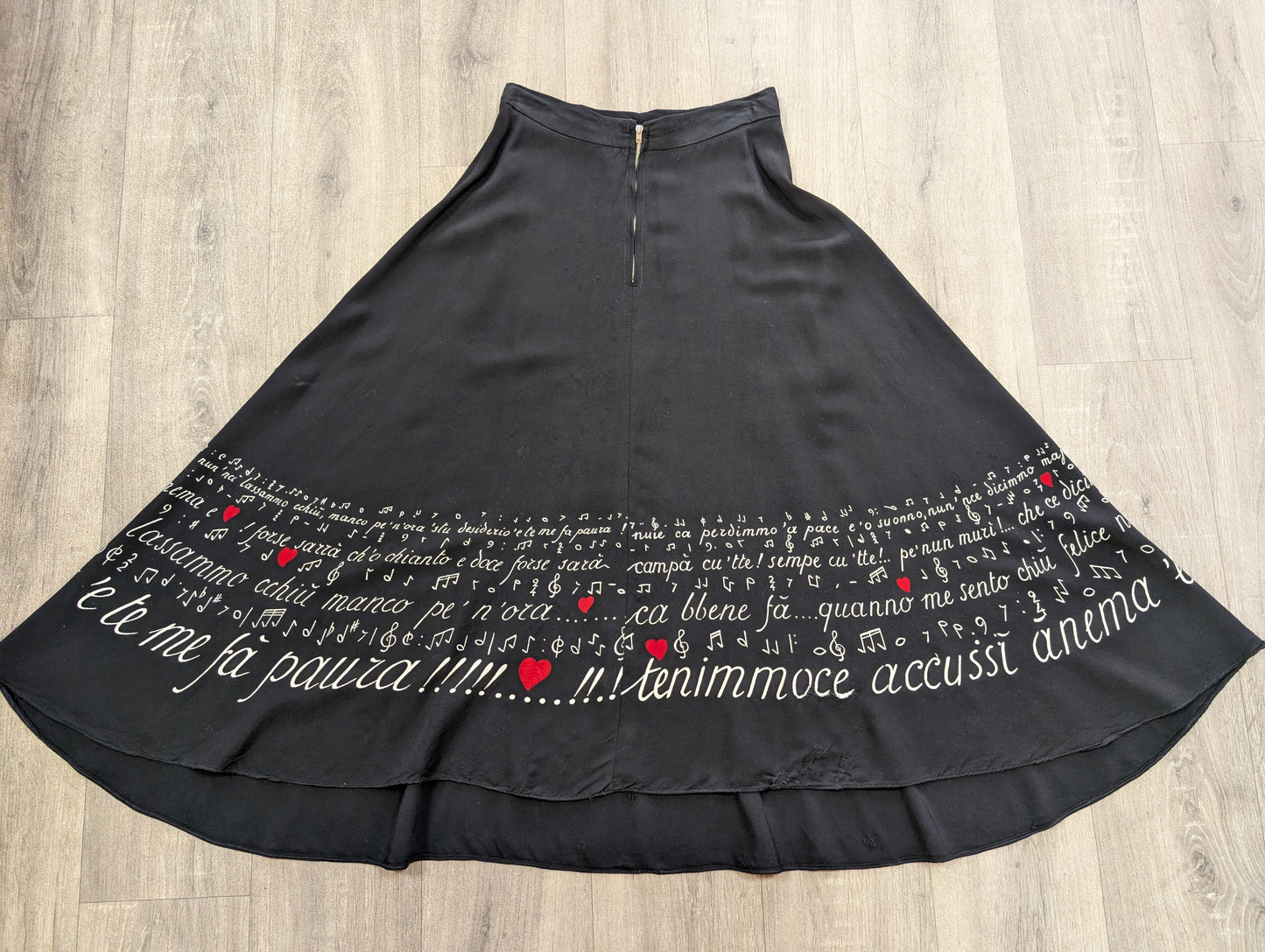 1950s novelty Anema e Core rayon skirt - 25" waist