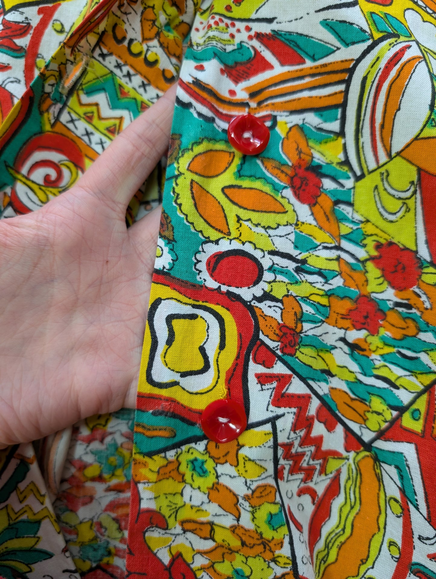 Abstract print cotton shirt - L