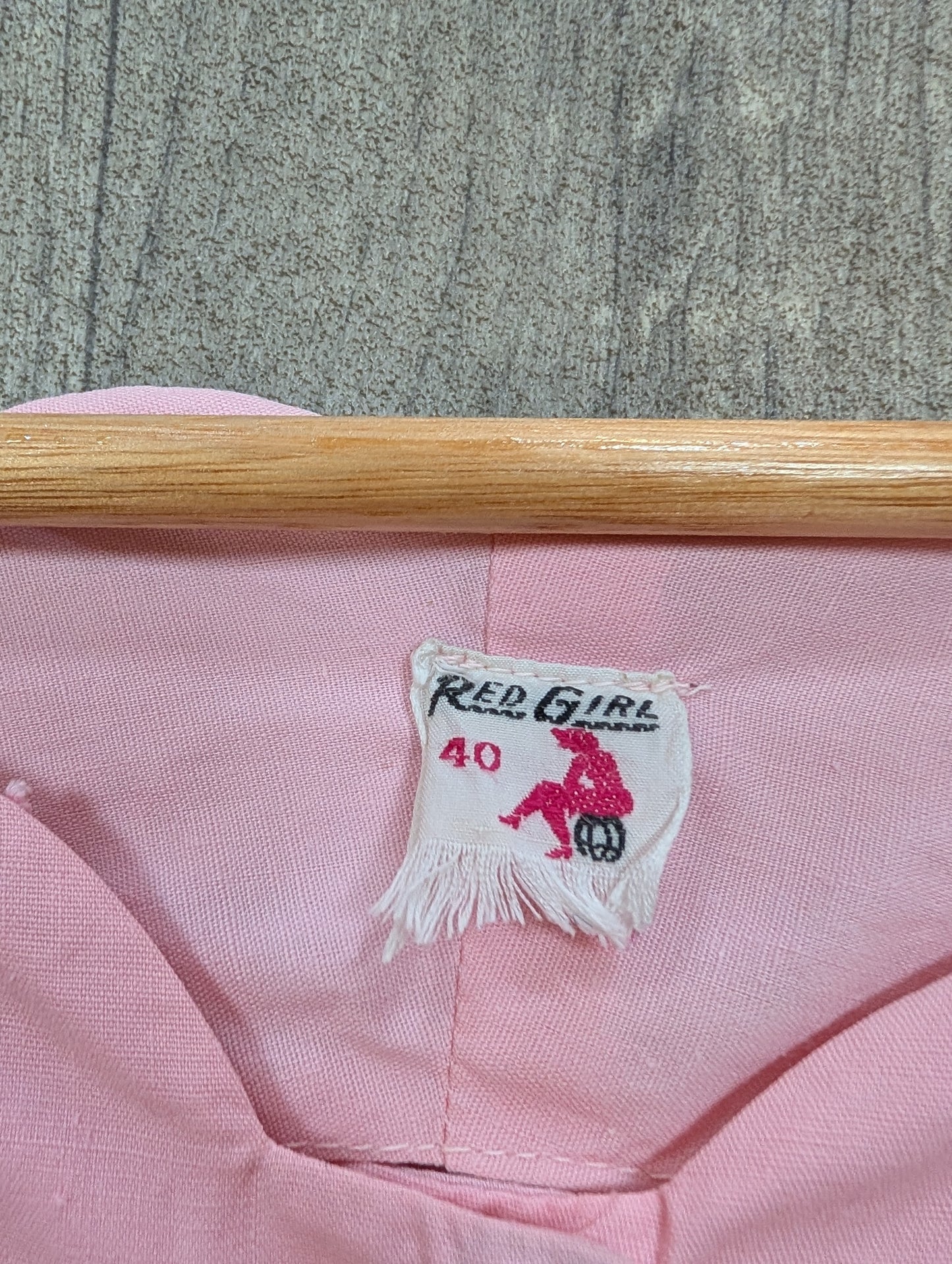 1950s Red Girl pink cotton top - M